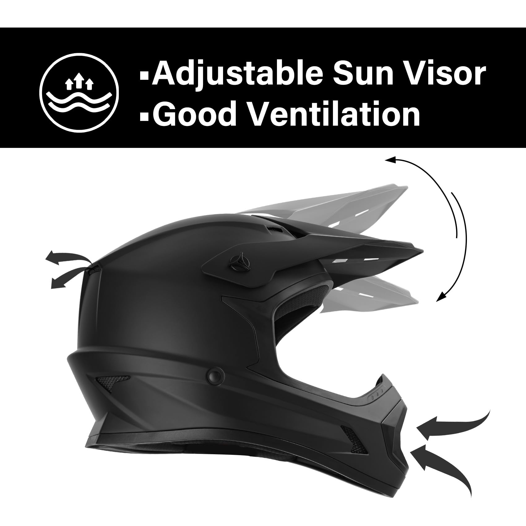 Xfmt Dot Youth Kids Motocross Offroad Street Dirt Bike Helmet Motorcycle Atv Full Face Helmet With Goggles Gloves, Matte Black S