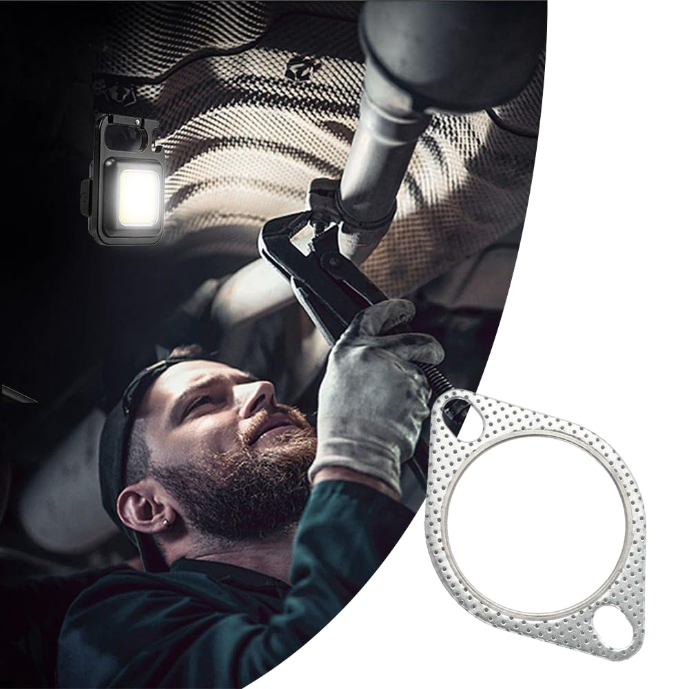 2PCS Car Exhaust Gasket,2.75'' 2-Bolt Exhaust Flange Gasket Car Accessories,Professional Exhaust Manifold Gasket Made of High Te