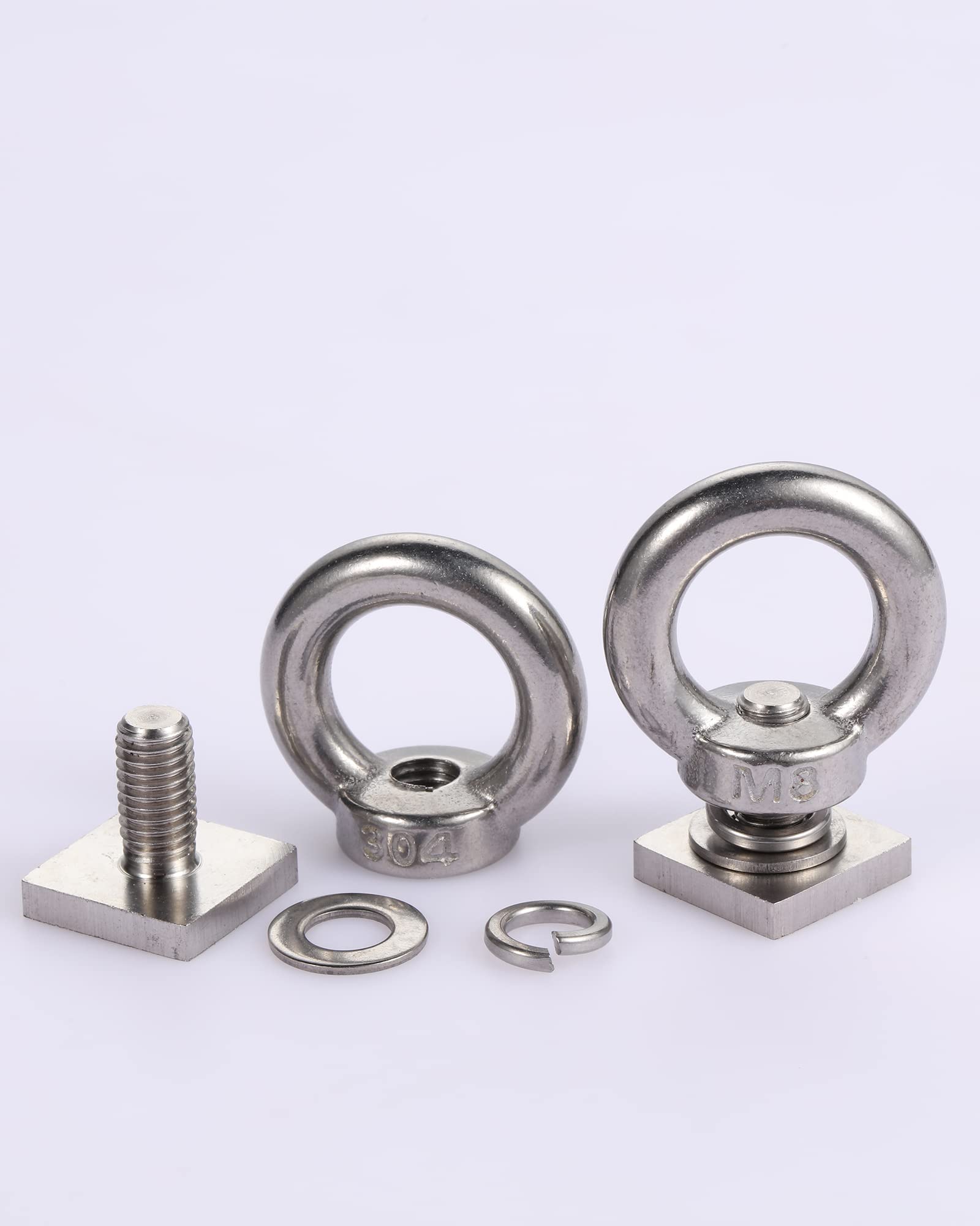 T Track Mount Tie Down Anchor For Roof Rack, M8 Heavy Duty Ring Shaped Eye Bolt, Stainless Steel T Bolt Eye Nut Tie Down Rings F