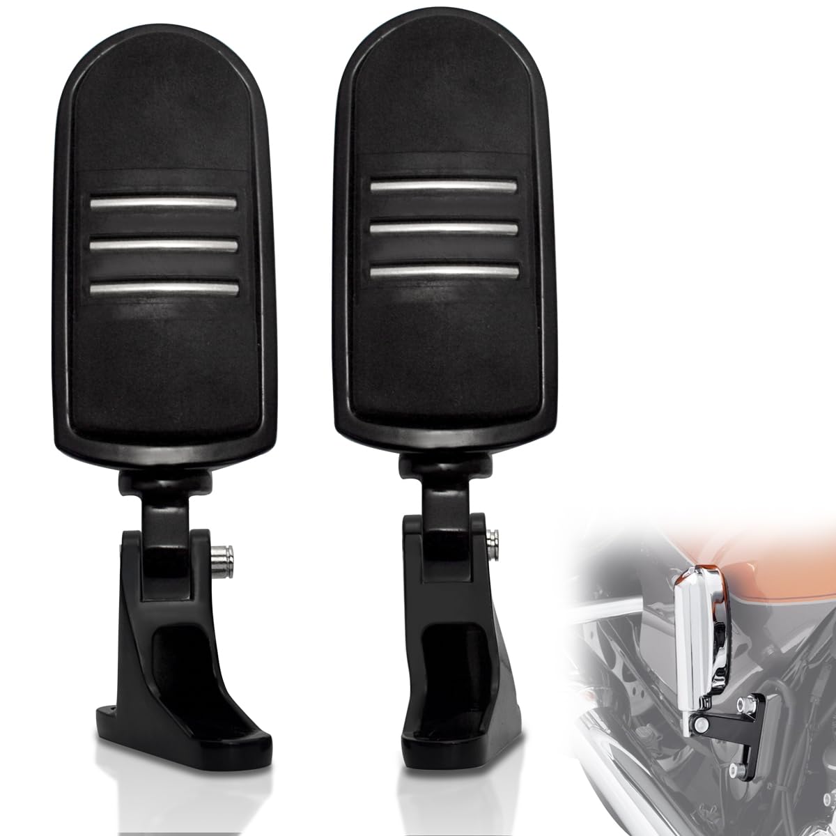 Fovplue Passenger Mini Footboard, Passenger Footpegs W/Mount Kit For Harley Touring 1993-2024 Cvo Electra Glide Road Glide Road King Street Glide Ultra Classic Ultra Limited Revival Flh,Gloss Black#1