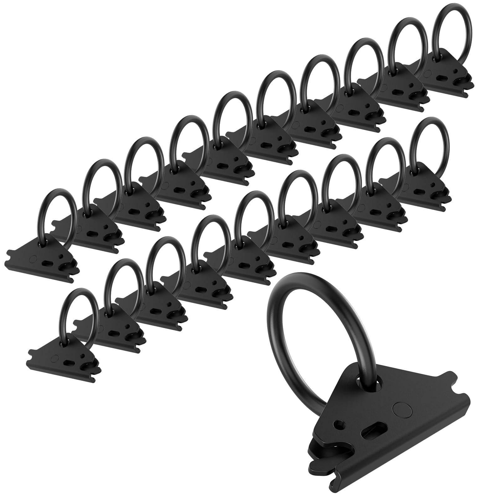 Eapele 20Pcs Steel E-Track O Ring Tie-Down Anchors, Secure Cargo In Enclosed/Flatbed Trailers, Trucks, Load Limit Of 1500Lb(Blac