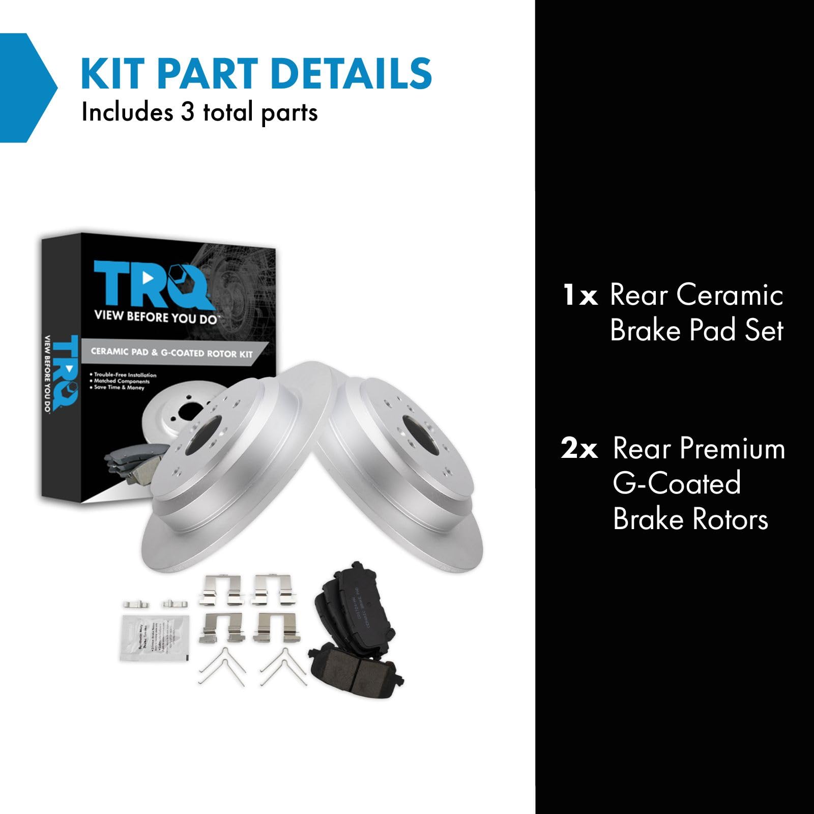 Trq Rear Brake Pad & Rotor Kit Brake Pads Brake Rotor Ceramic Premium G-Coated Compatible With 2014-2016 Acura Mdx