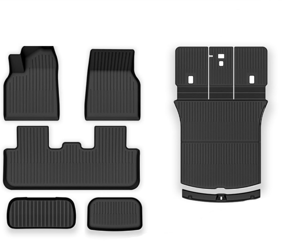 Full Cover Floor Mats for Tesla Model 3 Highland 2025 2024, Full Set All-Weather Eco-Friendly TPE Waterproof Cargo Liners, Non-S