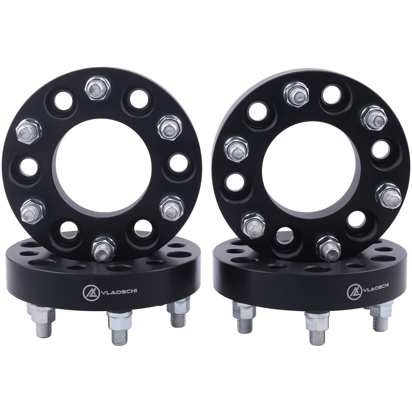 Vlaoschi Black Forged 6X4.5 To 6X5.5 Wheel Adapters 1 Inch With 1/2' Studs Compatible With Dodge 6 Lug 6X114.3 To 6X139.7 For 1991-2004 Dakota | 1998-2003 Durango | 1993-2010 Viper - Pack Of 4