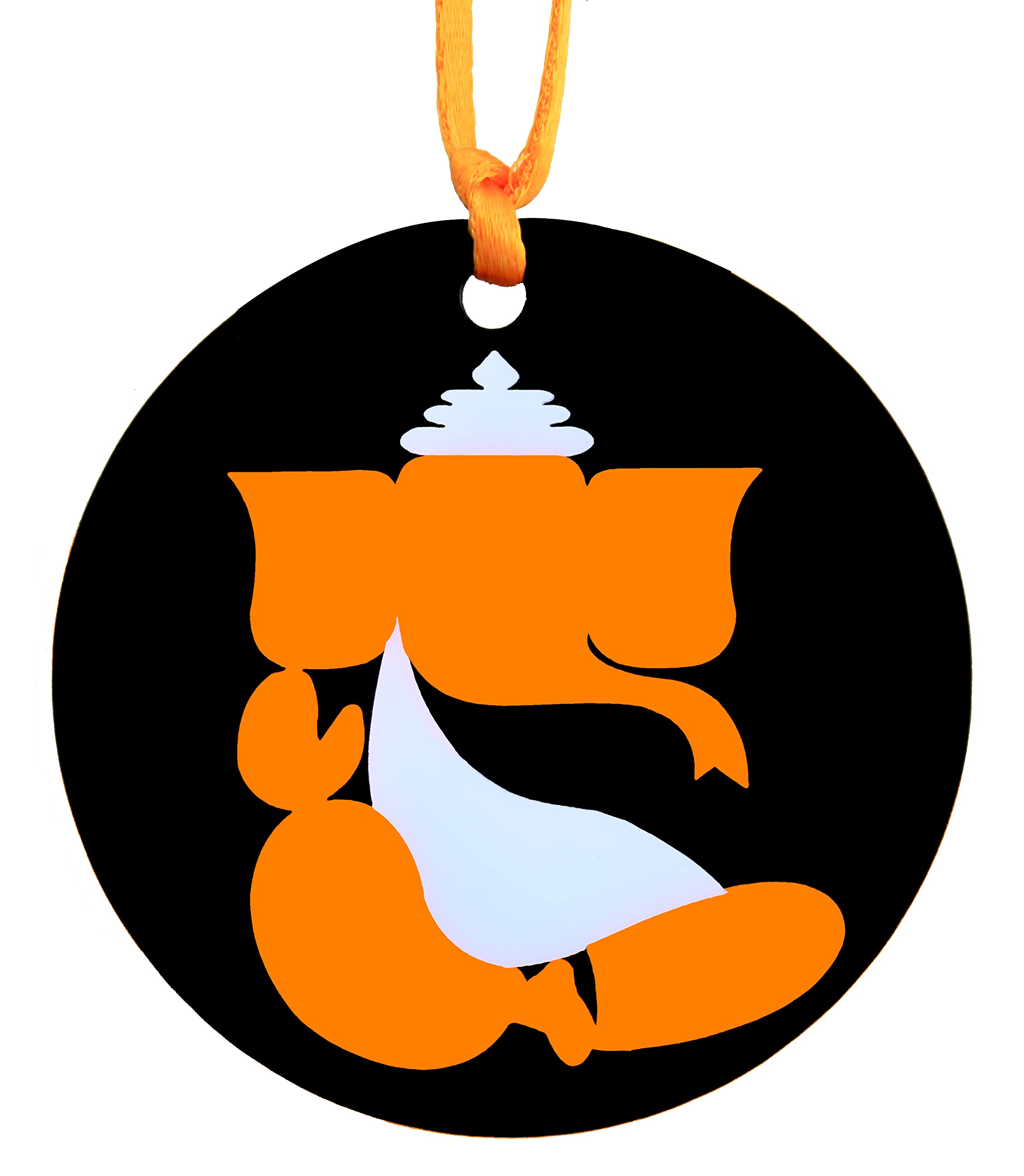 U & U UNIQUE UTILITIES Ganesh Ji Car Hanging Interior Decor Accessory (3 Inch, Orange), Acrylic