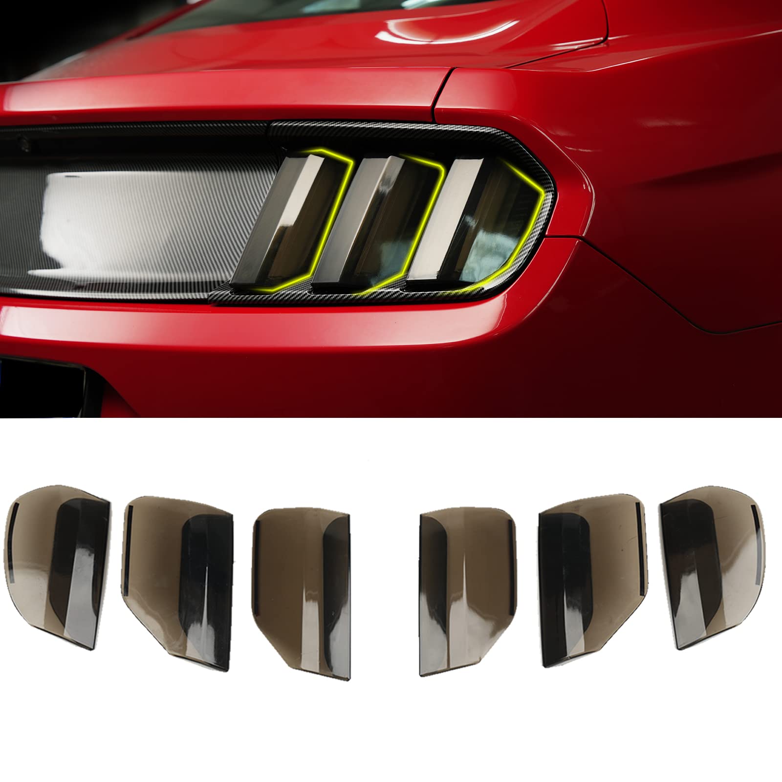 Litmiracle Smoke Black Tail Light Lamp Cover, Tail Light Lamp Cover Guard Trim Frame Bezels External Accessories Applicable To Ford Mustang 2015 2016 2017