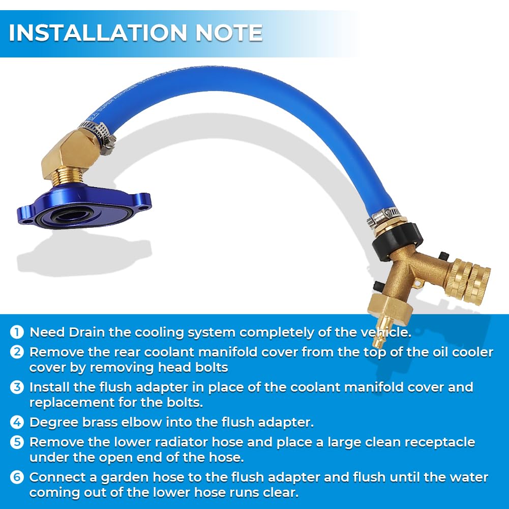 6.0L Oil Cooler Flush Kit With ''T'' Port and Aluminum Anodize Adapter VT365 VT275 replacement for 2003-2010 Ford