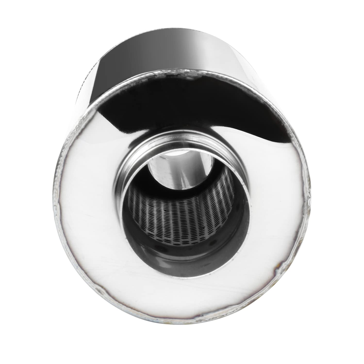 Spec-D Tuning Universal 4&quot; Slant Burn Tip Fireball Style Racing Exhaust Muffler Stainless Steel +HP