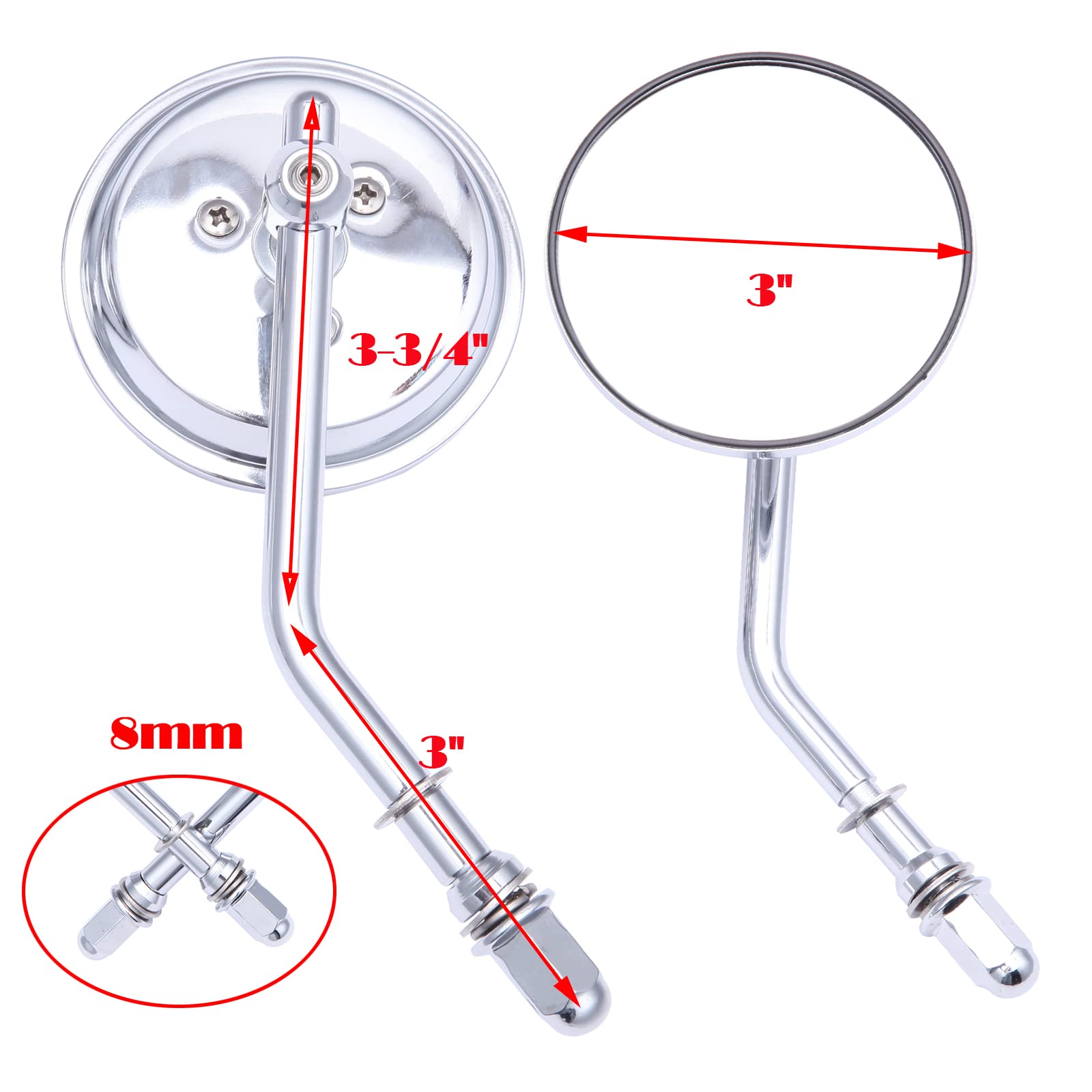 Chrome Motorcycle Round Sportster Mirrors Rear View Compatible With Harley Davidson Fatboy Dyna Street Glide Road King Softail