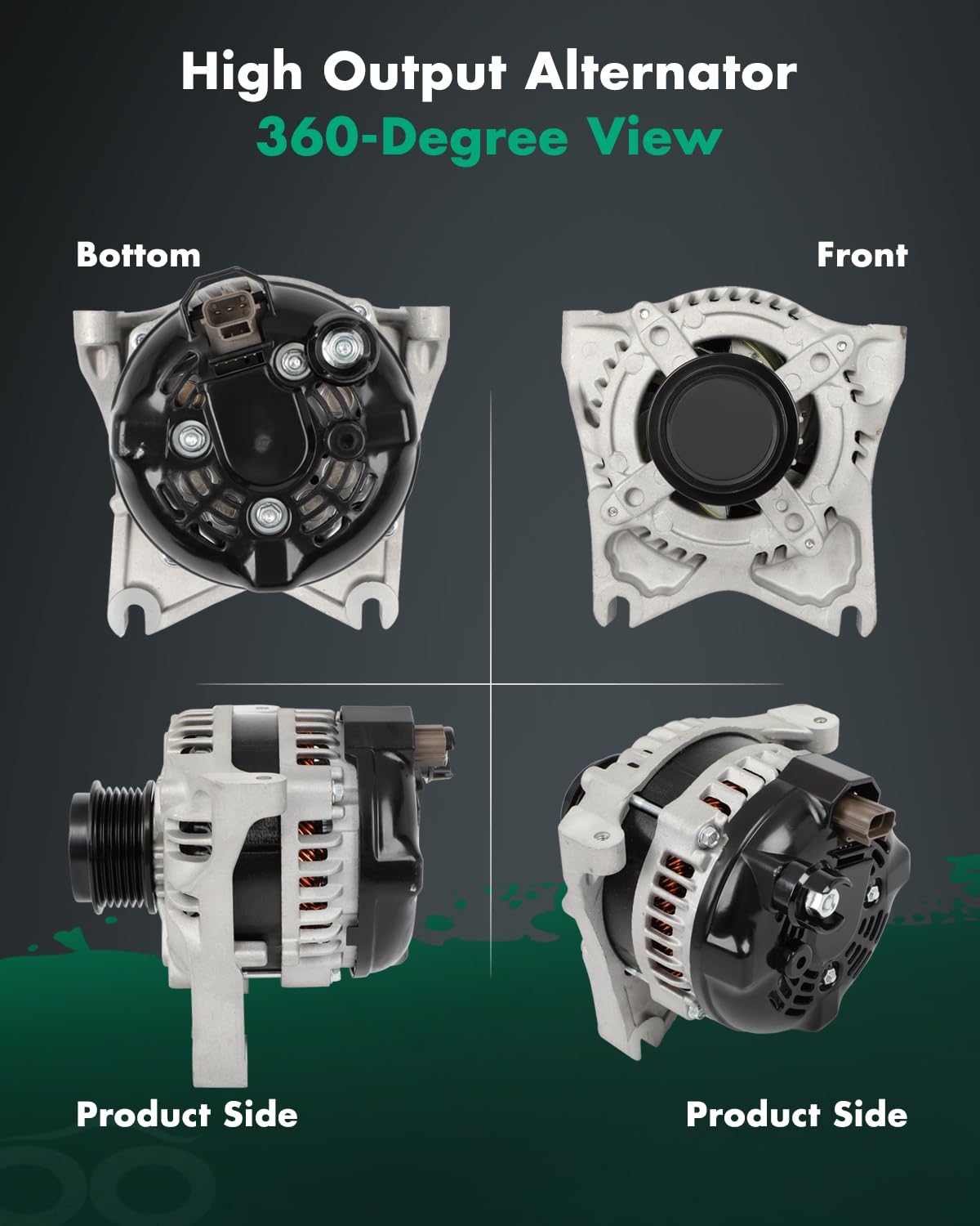 SCITOO Alternator Fit for Ford Mustang 2009-2010 4.6L, Manual Transmission - 12V 150Amp CW S6 Pulley Class, Replace OE 11526 104