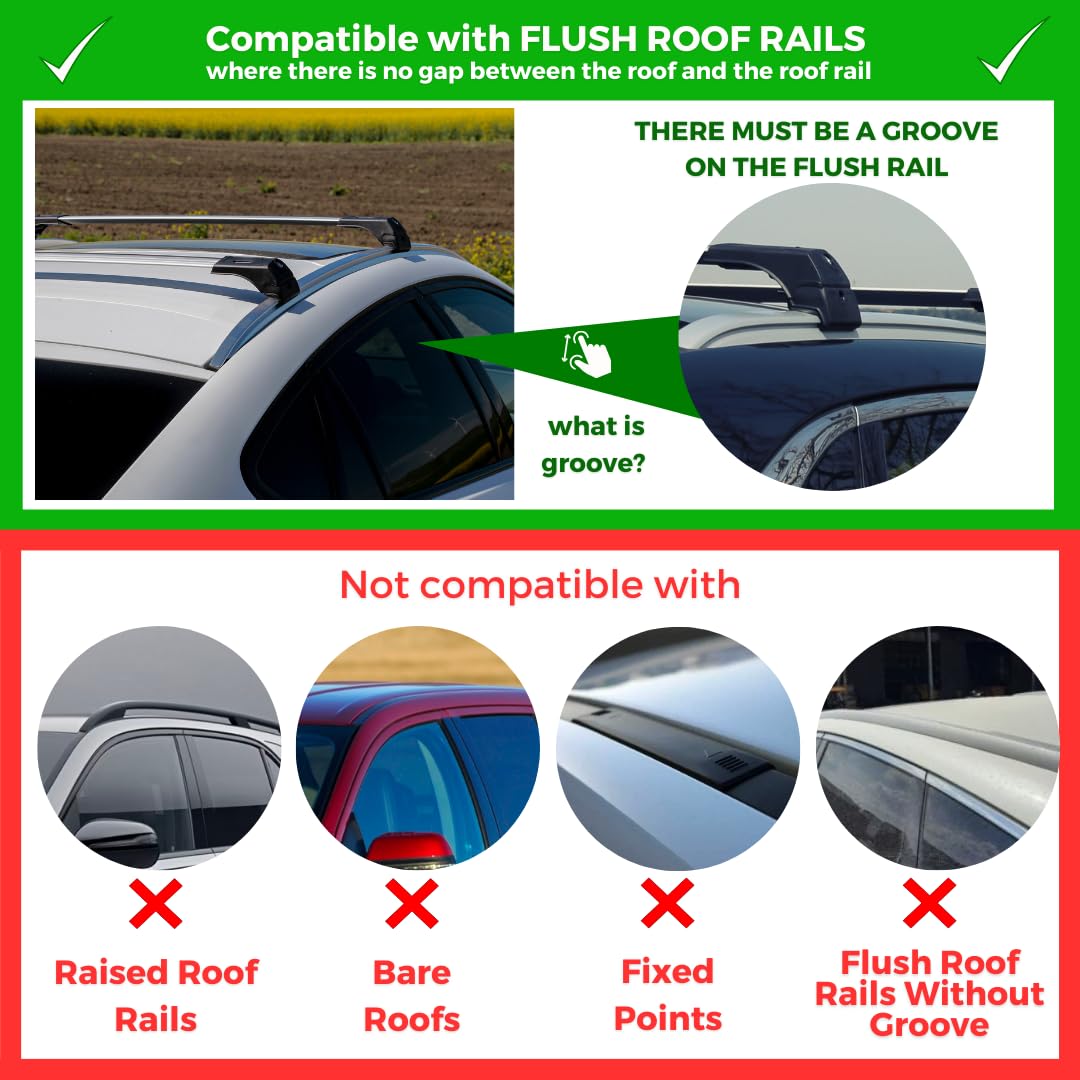 ERKUL Aluminum Roof Rack Cross Bars for BMW X3 G01 (2018-2025) - Silver, 220lbs Capacity, Anti-Theft Lock, Flush Rail Compatible