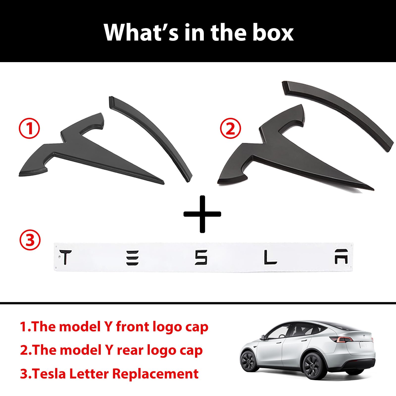Upgraded 2024 Model Y Front Rear Emblem Cover And Full Letters Emblem Replacement - Compatible With Tesla Model Y Accessories 20