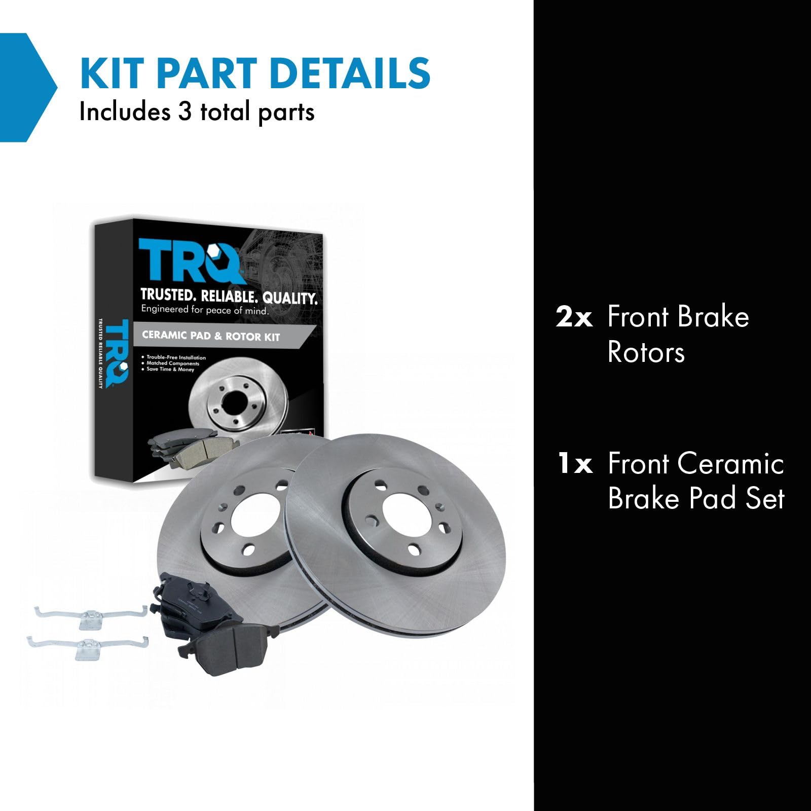 Trq Front Brake Pad & Rotor Kit Brake Pads Brake Rotor Ceramic Compatible With 1999-2010 Volkswagen Beetle 2000-2006 Golf 2000-2