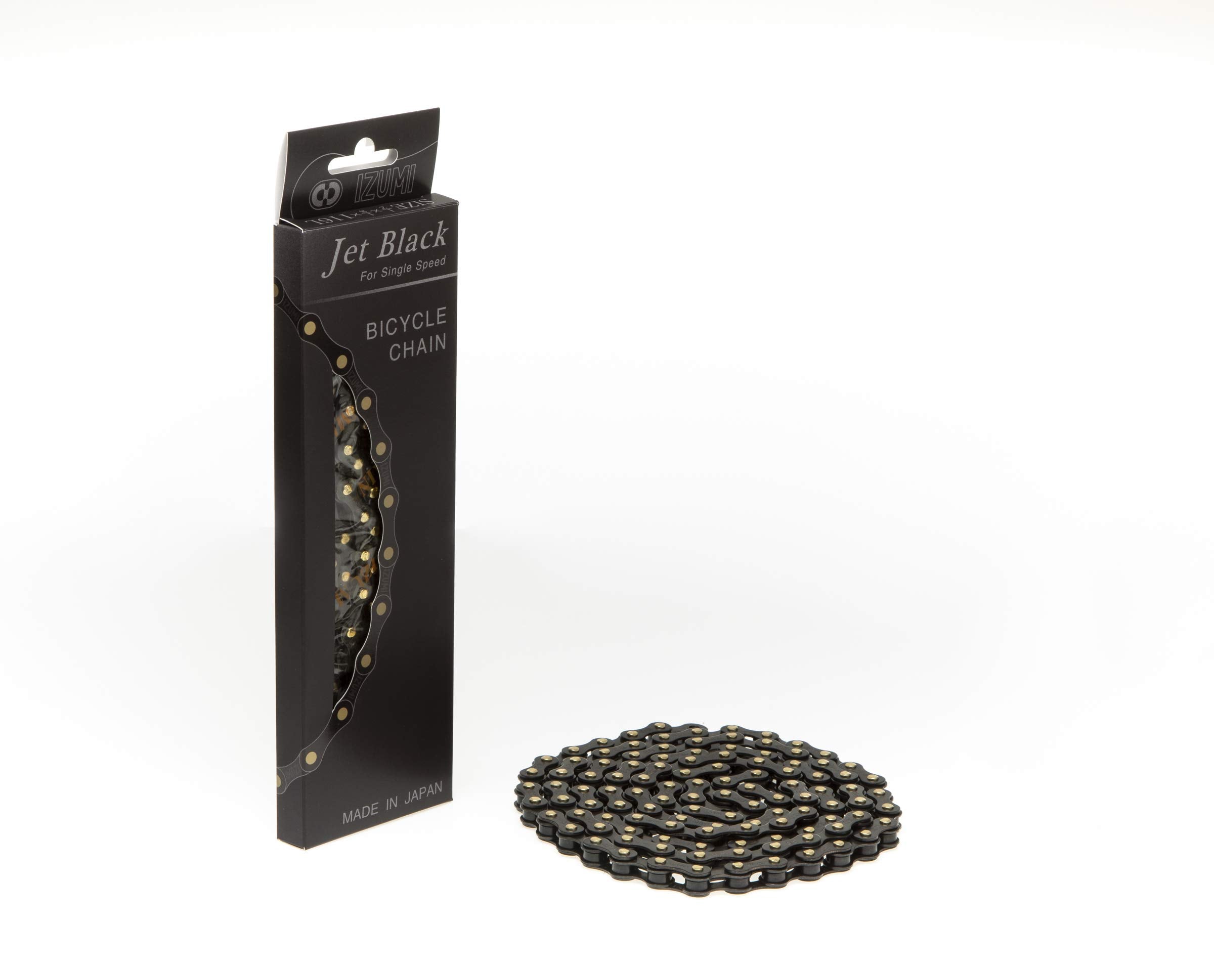 Izumi 1/2 × 1/8 Es410Jb/Jb 116 Link Single Speed Chain, All Jet Black