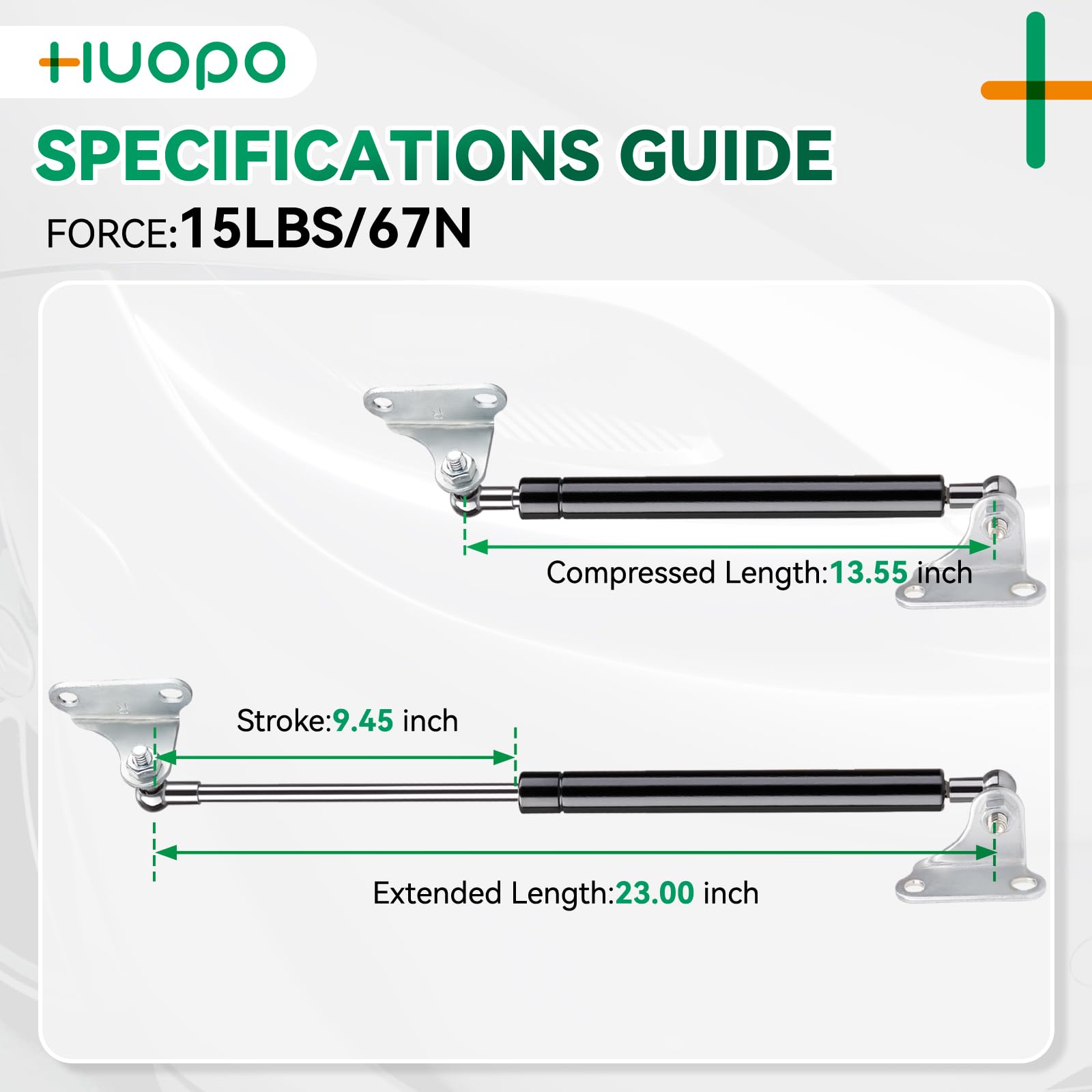 Huopo 23 Inch 15Lb/67N Gas Strut Shock Spring Lift Support For Rv Bed Storage Heavy Duty Lid Basement Door Boat Hatch, Set Of 2