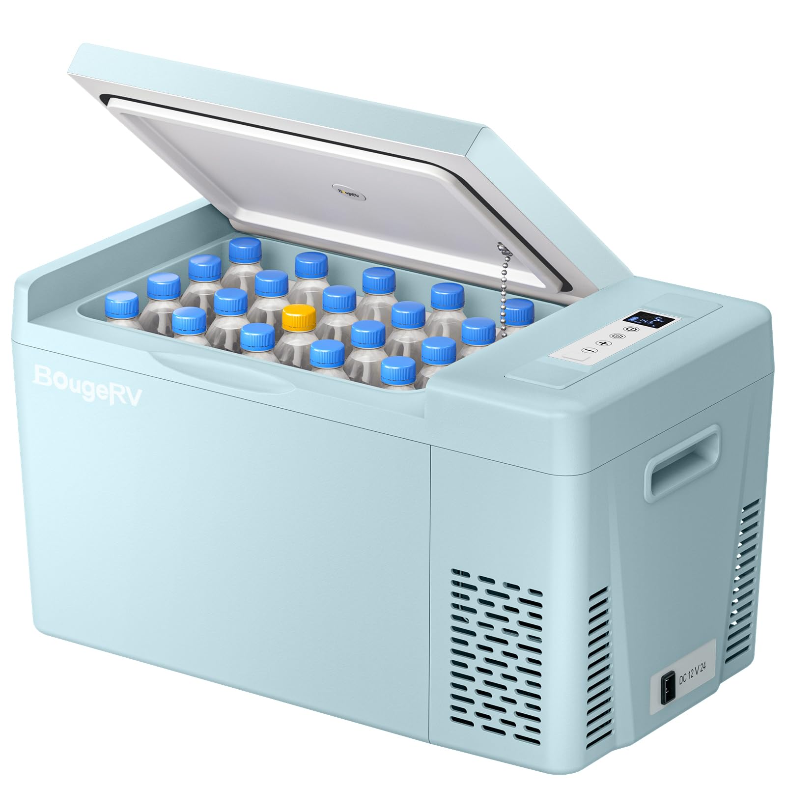 Bougerv Green 23Quart Portable Refrigerator, 12 Volt Fridge 22L, Portable Freezer Compressor Cooler 12/24V Dc 110~240 Volt Ac Fo