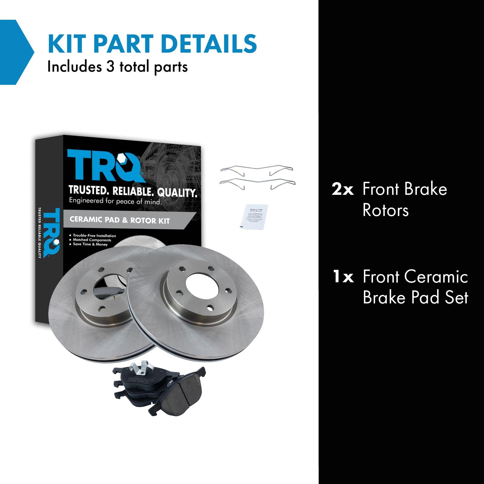 Trq Front Brake Pad & Rotor Kit Brake Pads Brake Rotor Ceramic Compatible With 2004-2013 Mazda 3 2006-2015 5