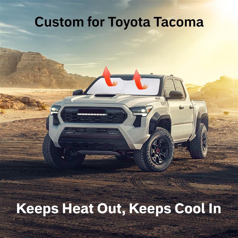 Toyota Tacoma 2016-2025 Windshield Sunshade | 4-Layer 240T Front Window Shade, Custom Fit For Toyota Tacoma 2Dr/4Dr Pickup Truck