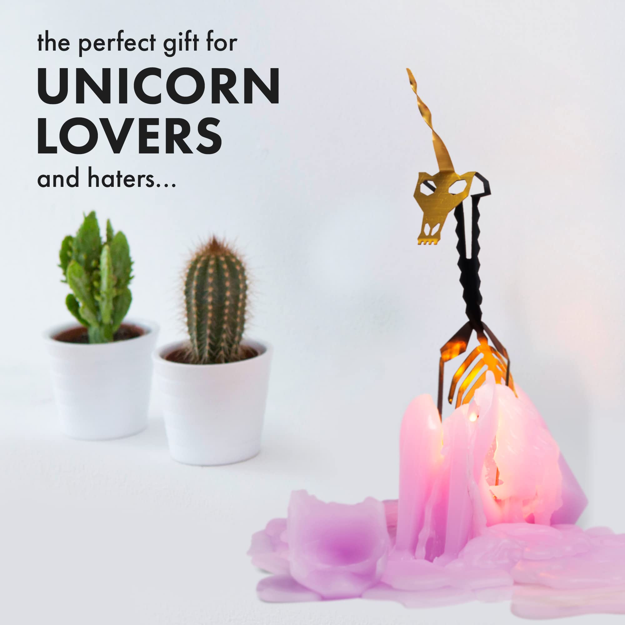 PyroPet Einar Unicorn Candle (Lilac) - The Original Unicorn Candle with Metallic Skeleton | Halloween Decor | Unique Gift for Un