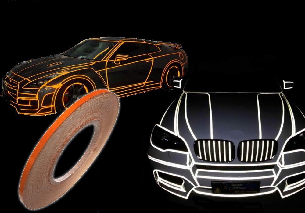 JNK NETWORKS Reflective Strip Tape - 0.2 Inch x 150 ft Adhesive Exterior Body Rim Decal Roll Reflector Waterproof Resistant DIY
