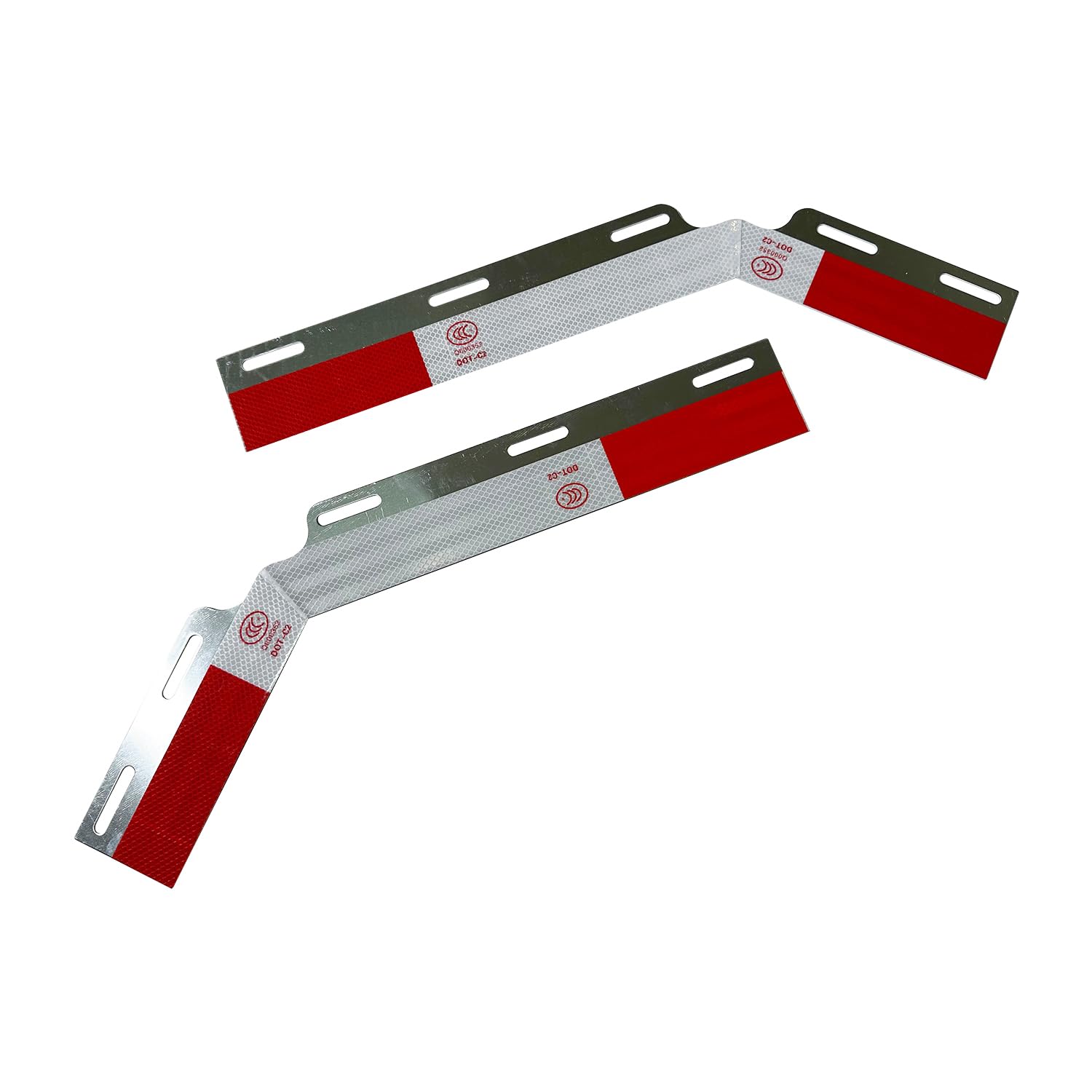 Ibestwolf 2Pcs Mud Flap Angled Aluminum Reflector Strips Hanger Conspicuity Reflector Plate For Semi Trucks Trailer