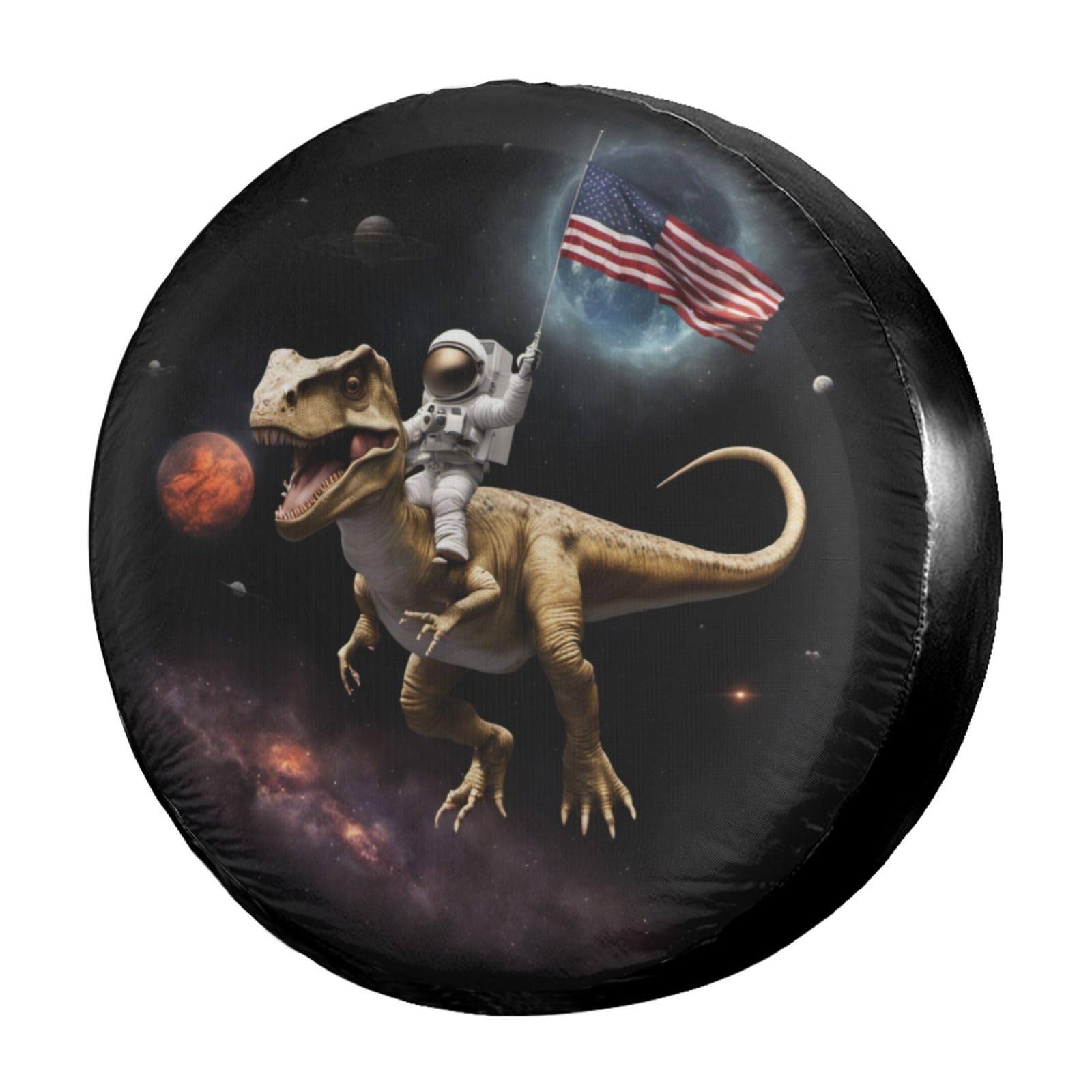 Dujiea Funny Patriotic Dinosaur Sloth Spare Tire Cover, Universal Wheel Tire Cover Dust-Proof Tire Protectors for Trailer Rv Van
