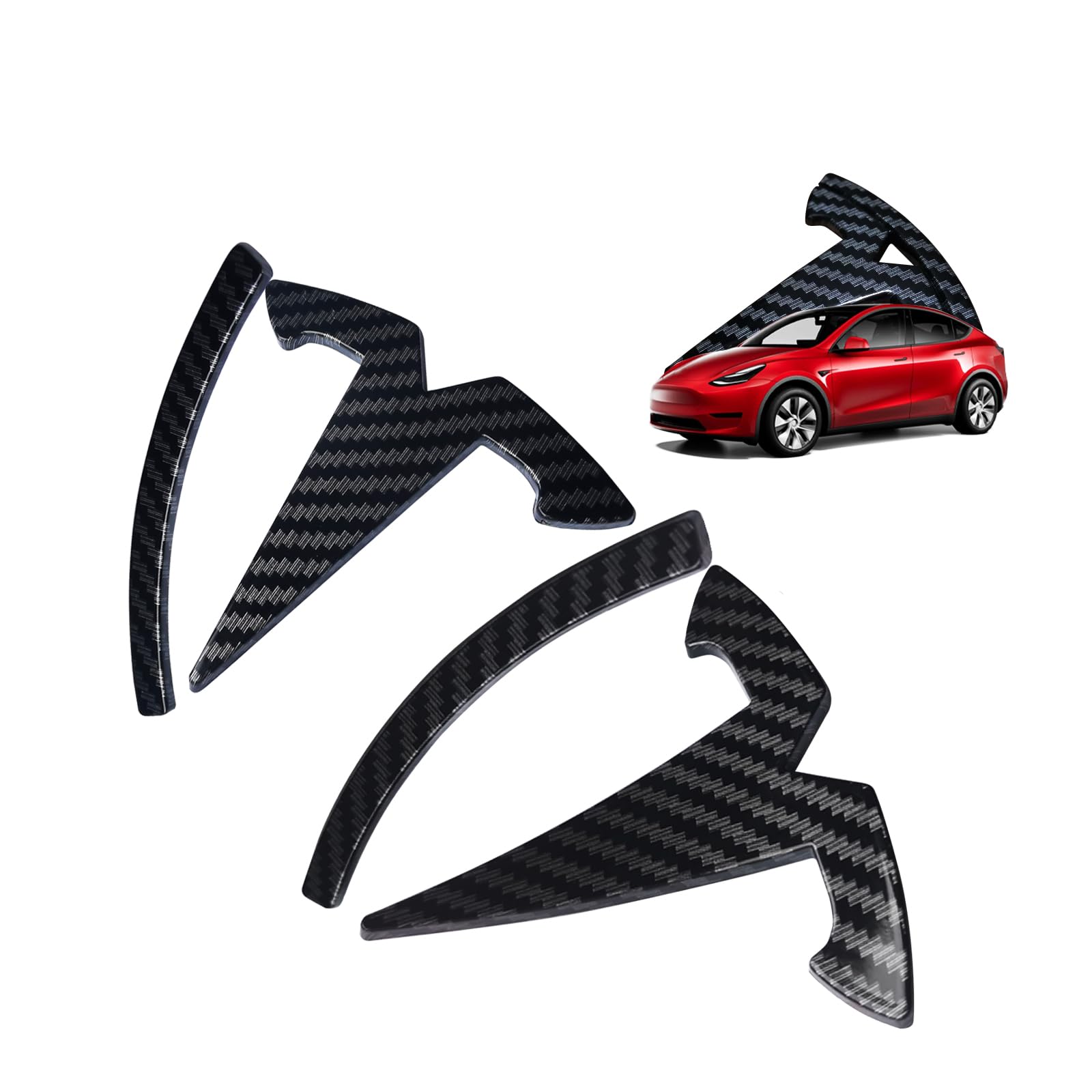 YHCDSEA for Model Y Emblem Badge Sticker Cover, fit for Tesla Model Y Logo Decals Accessories (Bright Carbon Fiber Pattern)