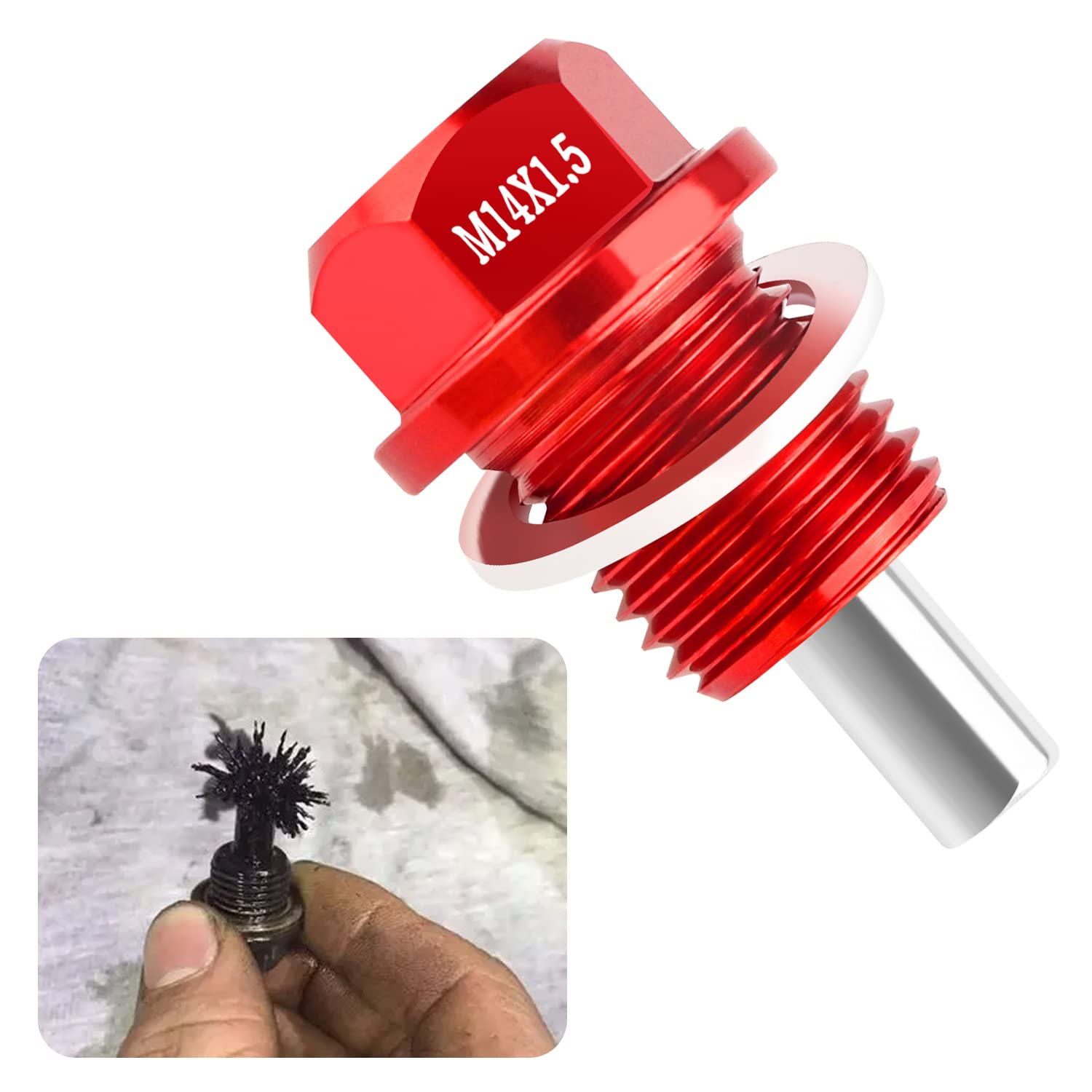 M14 x1.5 Magnetic Oil Drain Plug with Oil Drain Plug Gaskets Car Parts Kit Compatible with Most Ford,GM,Hyundai,KIA and Accord,C