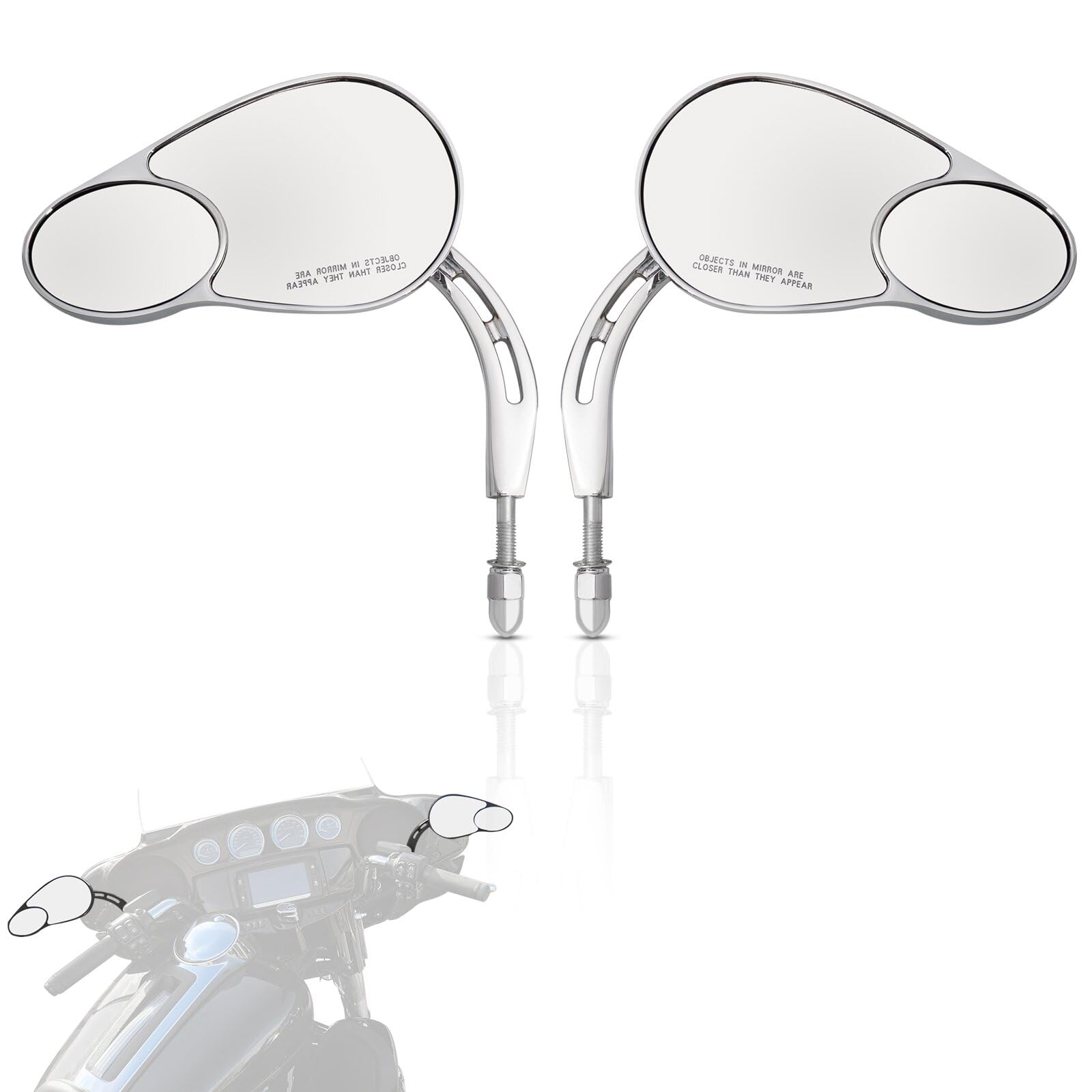 WOWTK Rearview Mirrors,Split Vision Mirrors for Harley 1982-2024 Most Models Road King Street Glide Road Glide Softail Iron 1200