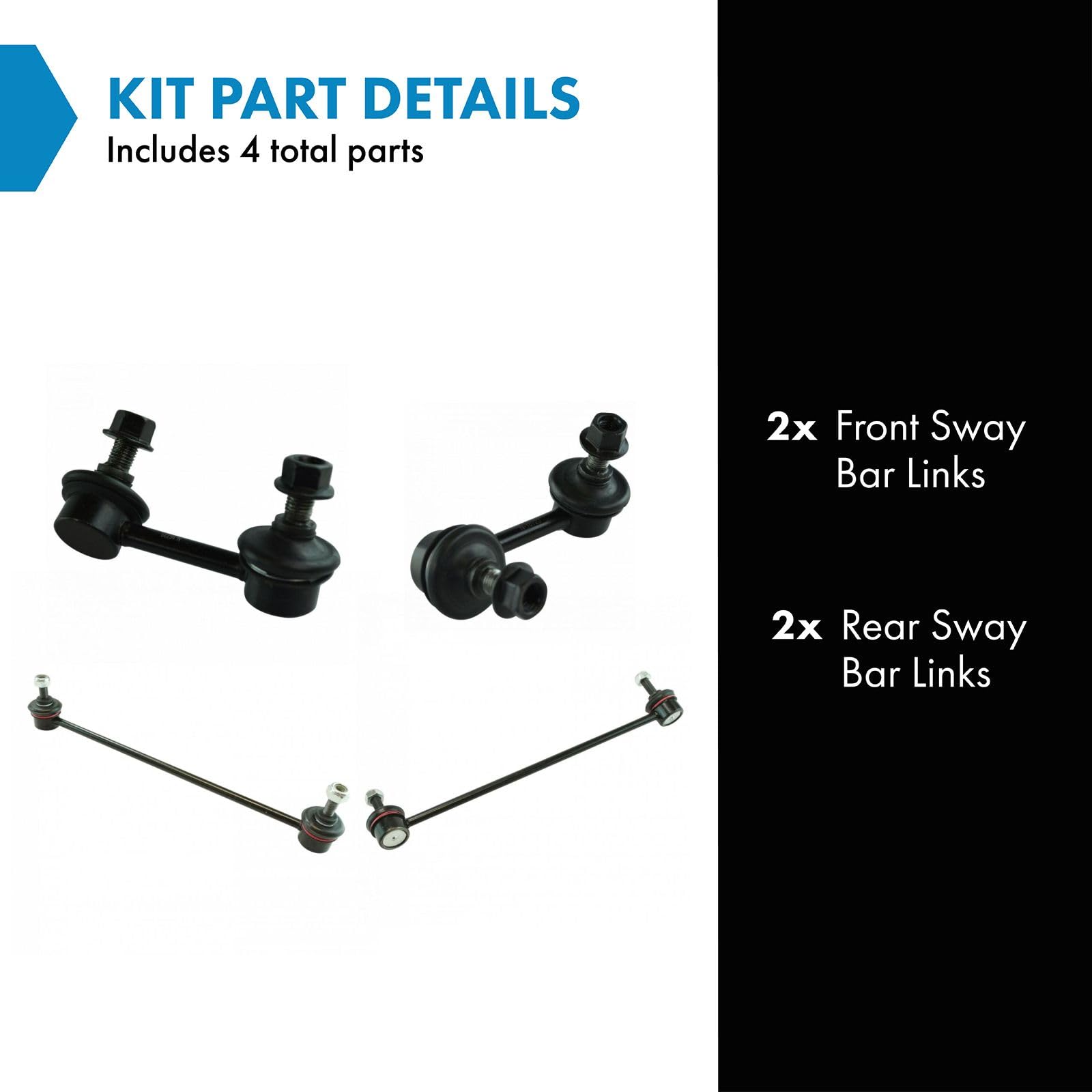 Trq Front & Rear Sway Bar Stabilizer Link Set Compatible With 2013-2021 Acura Ilx 2012-2015 Honda Civic