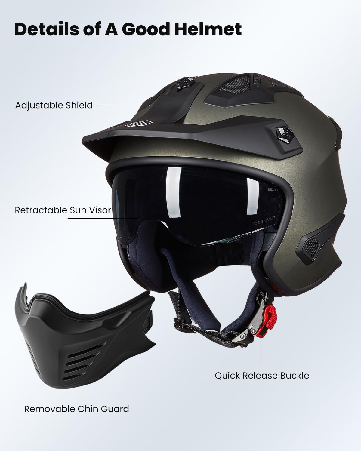 Ilm Open Face Motorcycle 3/4 Half Helmet For Dirt Bike Moped Atv Utv M – Carkart
