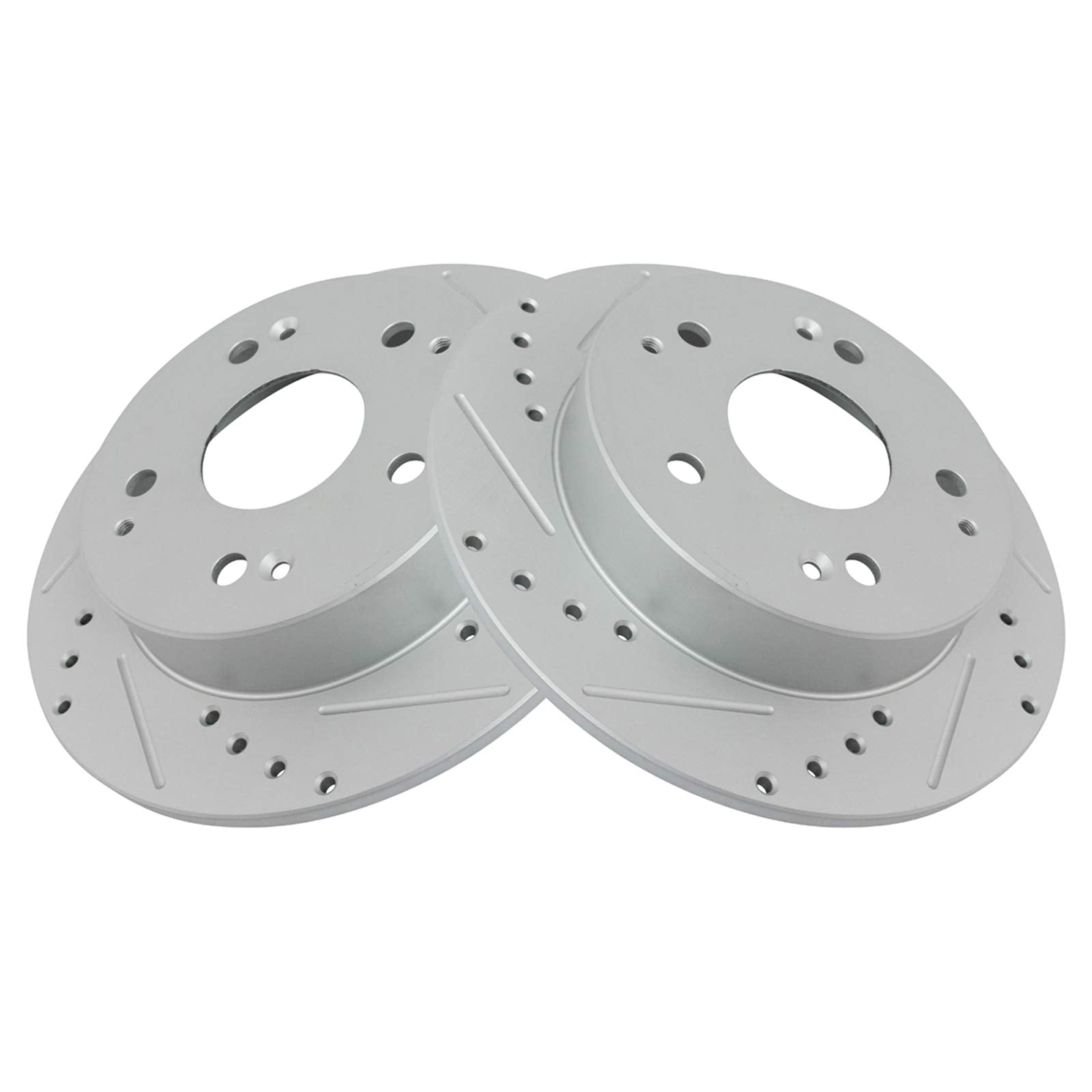 Trq Rear Performance Brake Rotors Set Premium G-Coated Cross Drilled & Slotted Compatible With 1997-2001 Acura Integra 2002-2006