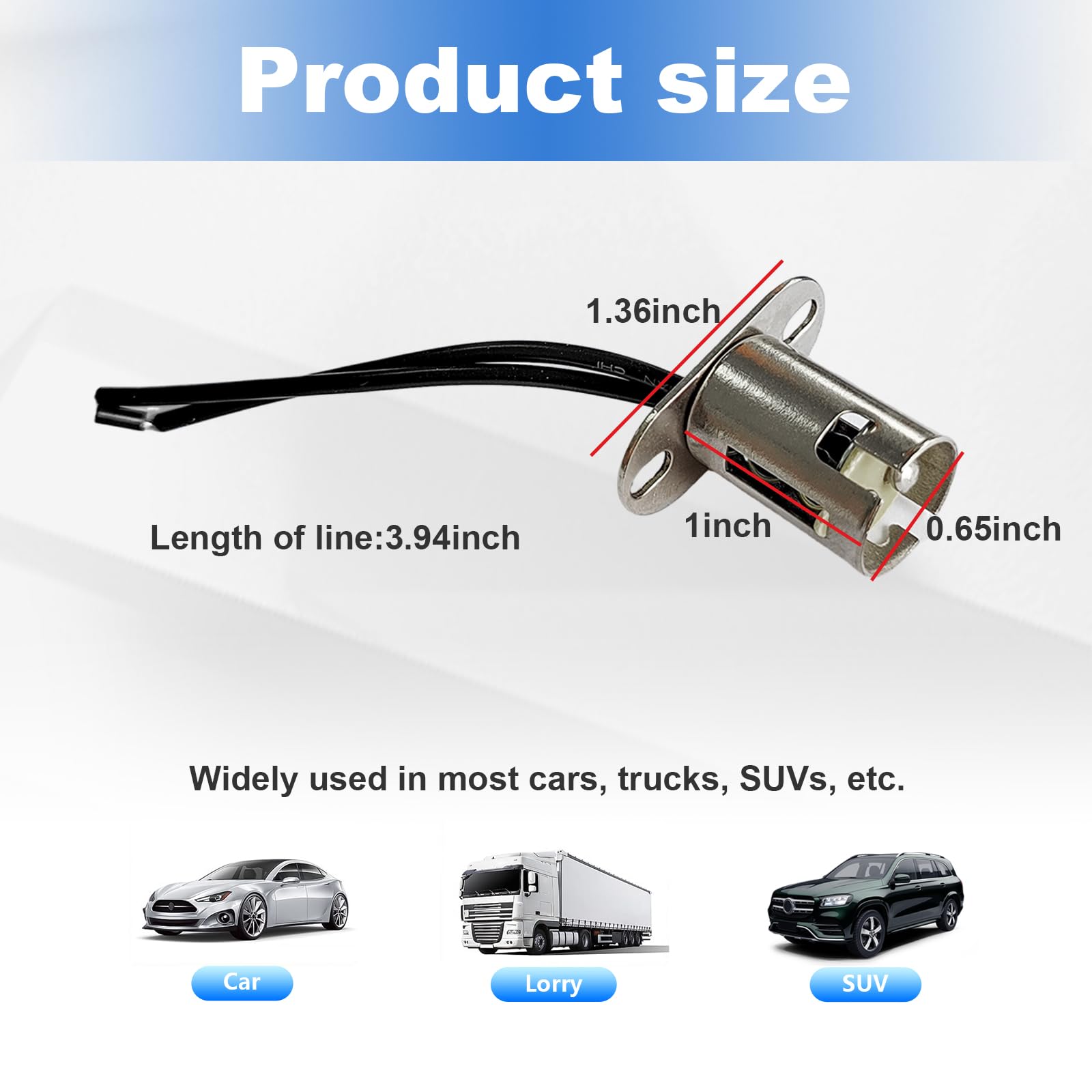 Augeny 2PCS Car Light Bulb Socket, BAY15D LED Bulb Light Lamp Socket Adapter, 1157 Light Bulb Socket Holder with Wire Connector,