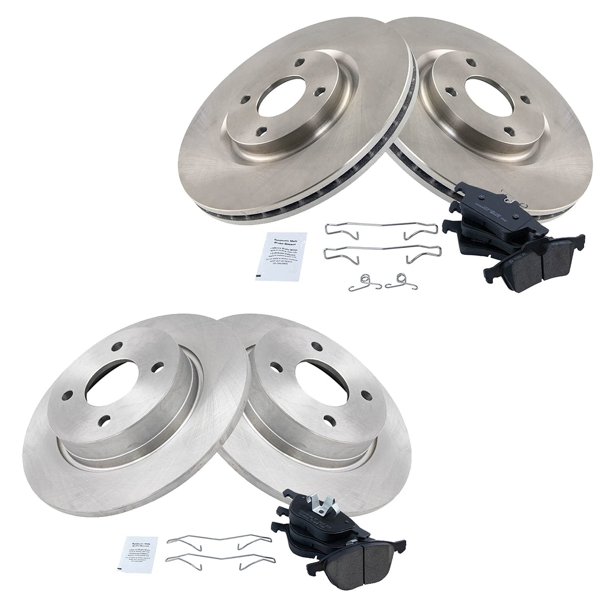 Trq Front And Rear Brake Pad & Rotor Kit Brake Pads Brake Rotor Ceramic Compatible With 2018-2019 Ford Ecosport