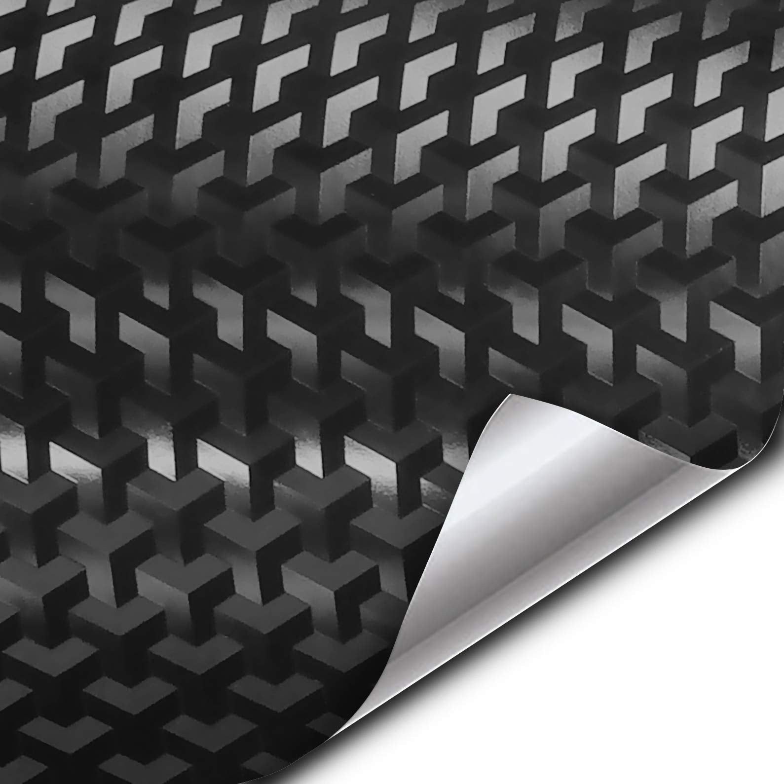 Vvivid Designer Black Carbon Fiber Vinyl Wrap (Triangle Carbon, 1Ft X 5Ft)