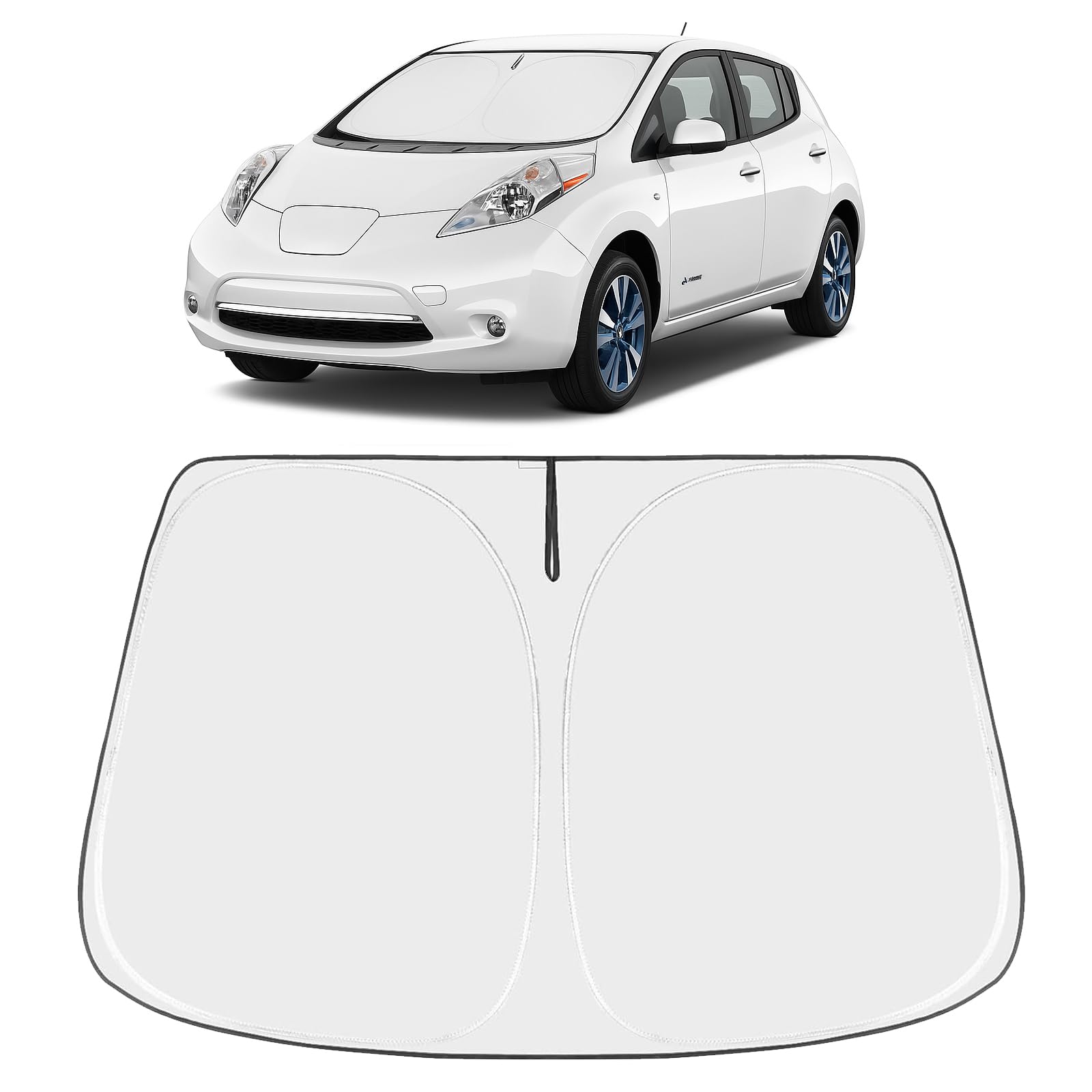 Proadsy 2025 Upgrade Windshield Sun Shade 4-Layer Custom Fit 2011-2017 Nissan Leaf Foldable Front Sunshade Protector Sun Visor B