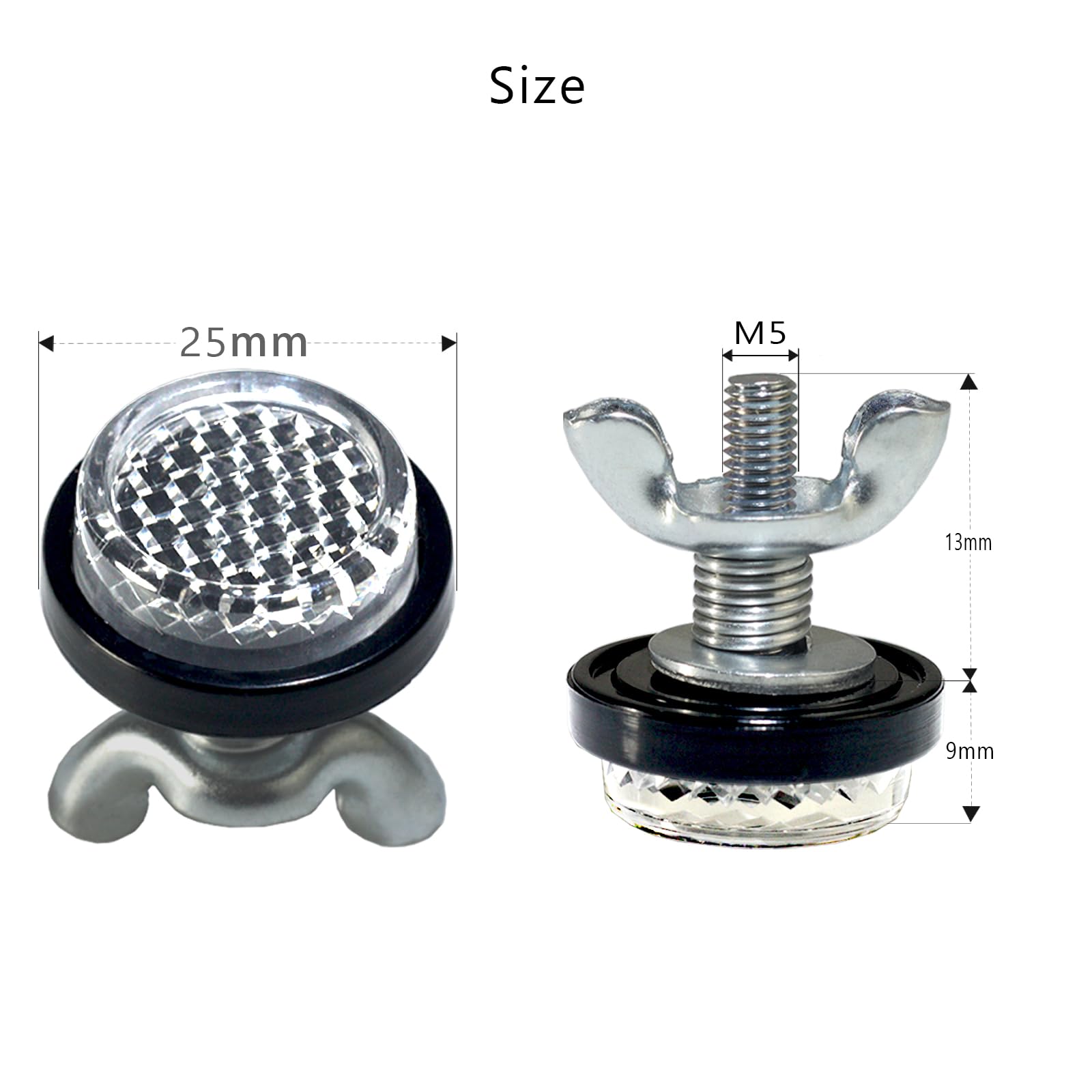 White Reflector Motorcycle License Plate Bolts And Nuts