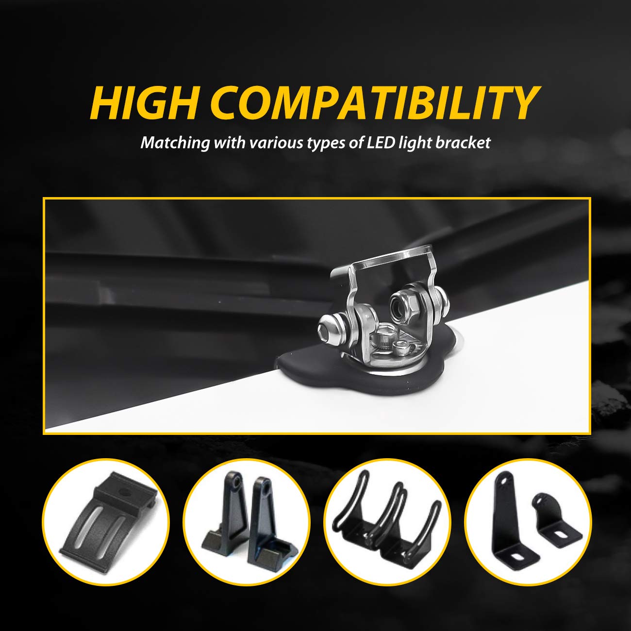 Universal Led Light Bar Mounting Brackets, Hood Mount Brackets A Pillar Hood Clamp Work Light Holder 304 Stainless Steel For Off