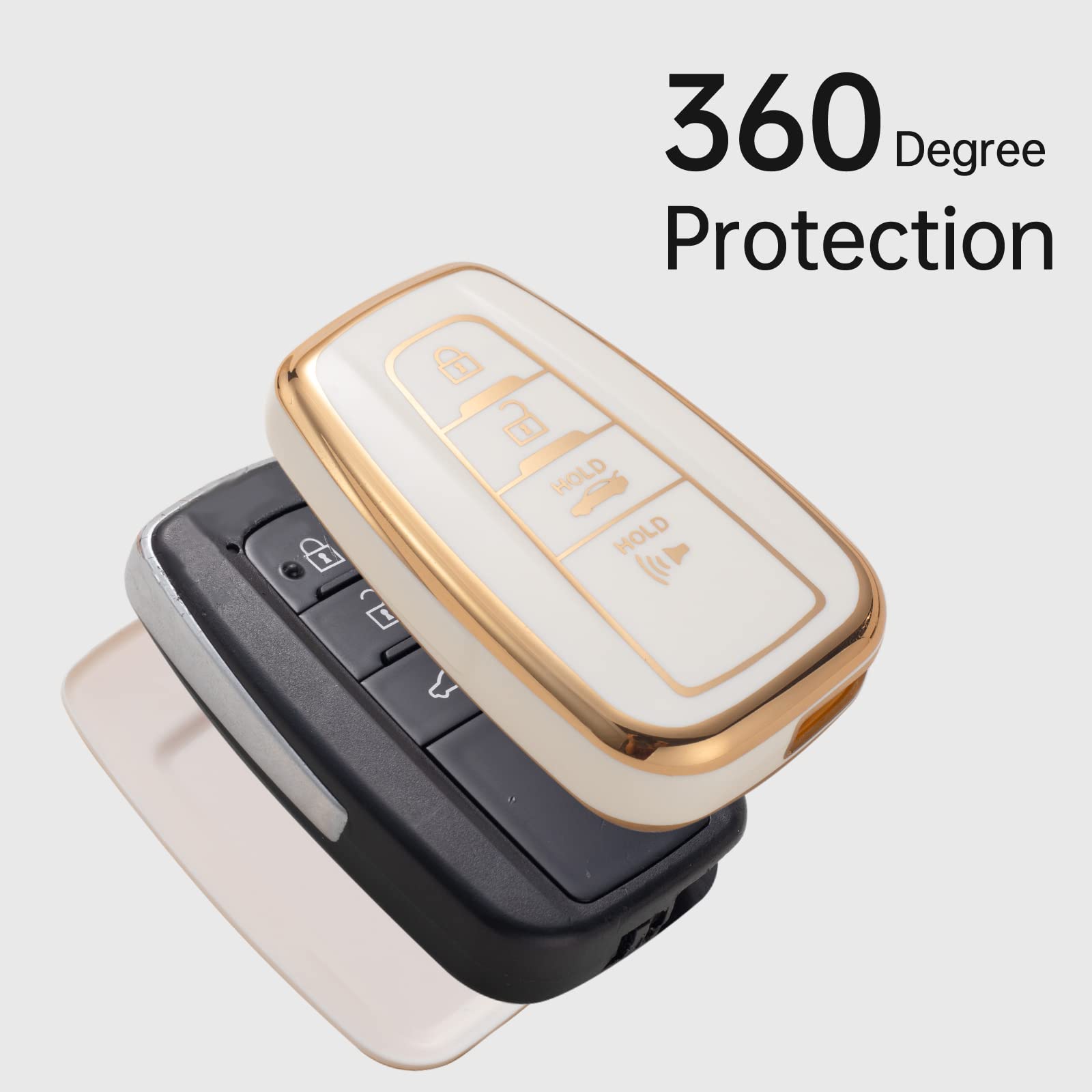 Gematay For Toyota Key Fob Cover With Lanyard, Car Key Case Protection For 2018-2022 Camry Rav4 Highlander Avalon C-Hr Prius Corolla Gt86 Smart Key Holder