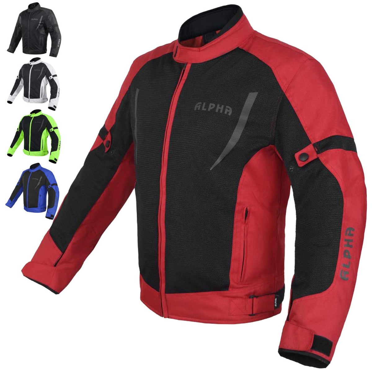 Alpha Cycle Gear Hi Vis Mesh Motorcycle Jacket For Mens Riding Bikers Racing Dual Sports Bike Armored Protective (Red, Small)