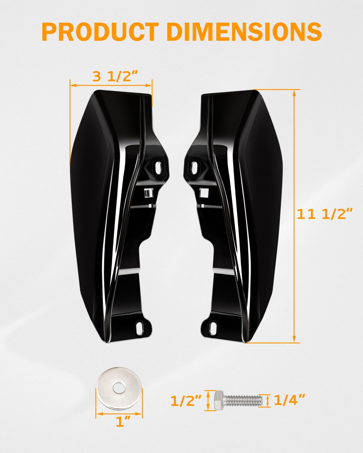 PBYMT Gloss Vivid Black Mid Frame Air Heat Deflectors Compatible for Harley Touring Street Glide Electra Glide Road King 2009-La