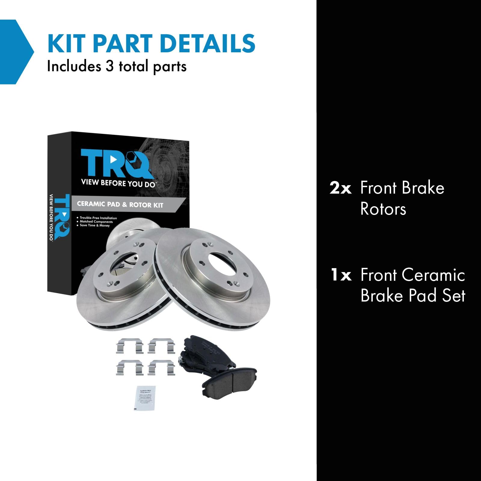 Trq Front Brake Pad & Rotor Kit Brake Pads Brake Rotor Ceramic Compatible With 2007-2010 Hyundai Elantra