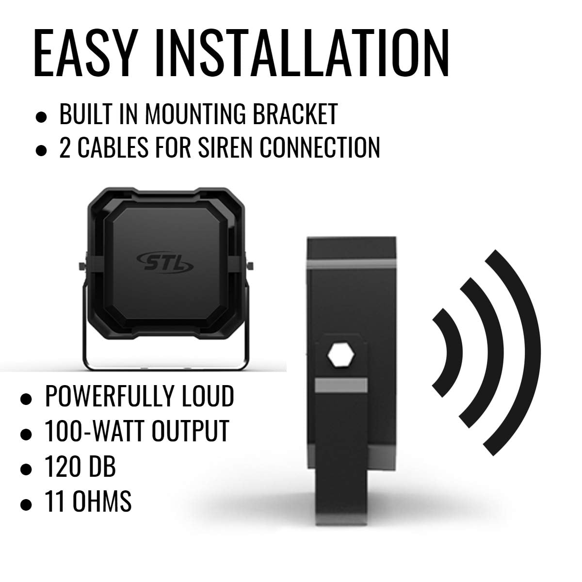 SpeedTech Lights 100W Emergency Siren Speaker - Compact Black Aluminum Model 4333227009 for Police, Fire, and Ambulance Use