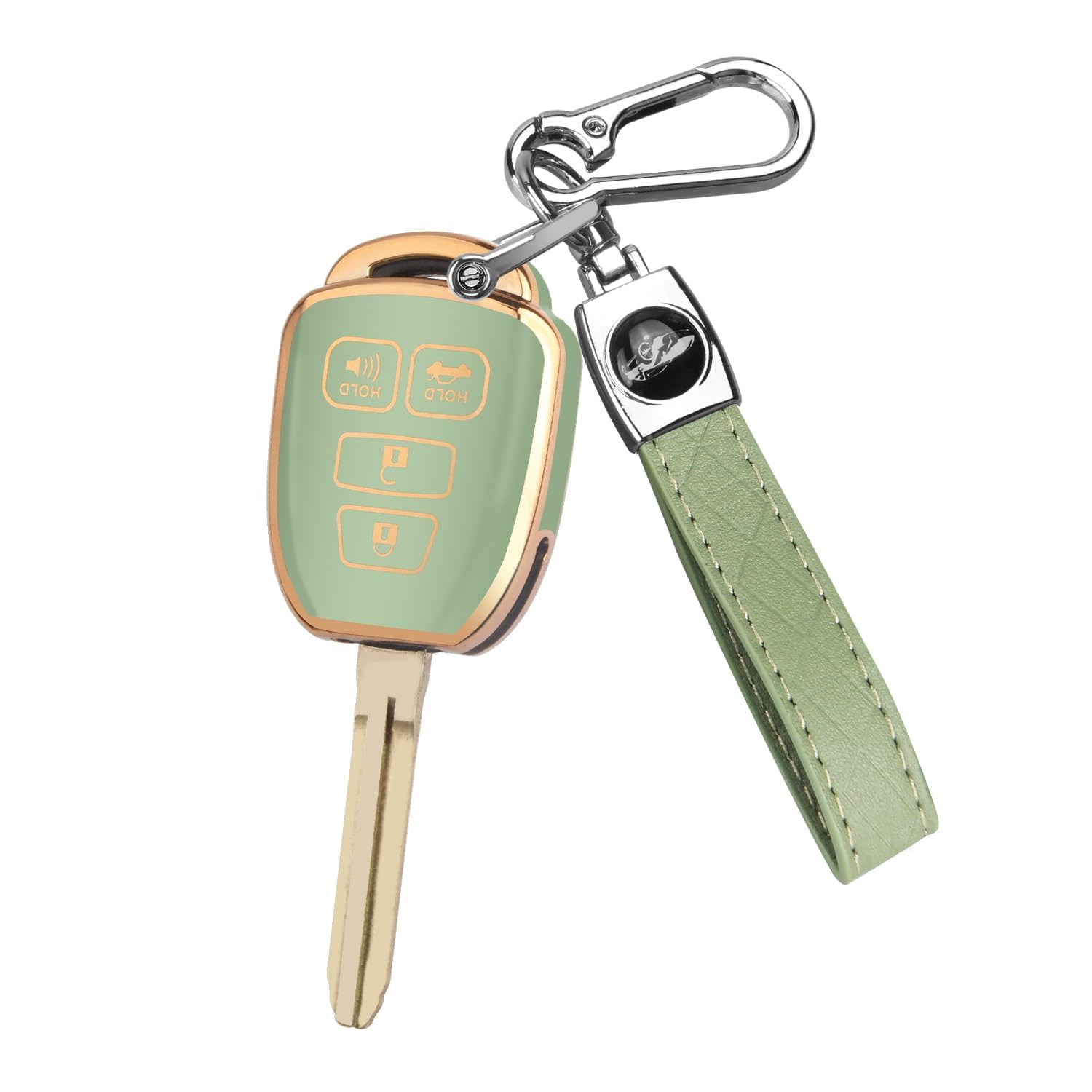 Mild East Key Fob Cover For Toyota With Metal Key Chain, Soft Tpu Easy To Press Key Fob Shell Case For 2012-2019 Camry Corolla R