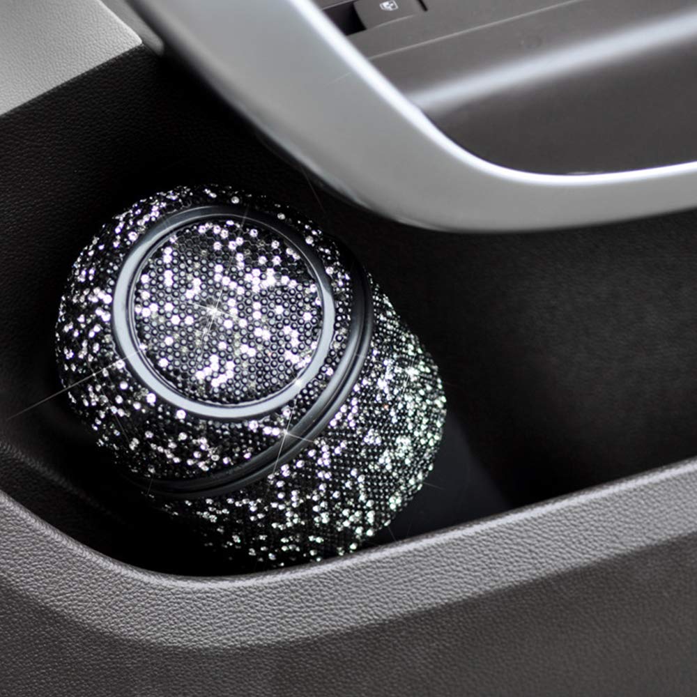 Idain Bling Rhinestone Auto Garbage Can Car Trash Can With Lid Mini Garbage Bin For Automotive Car, Home, Office, Kitchen, Bedro