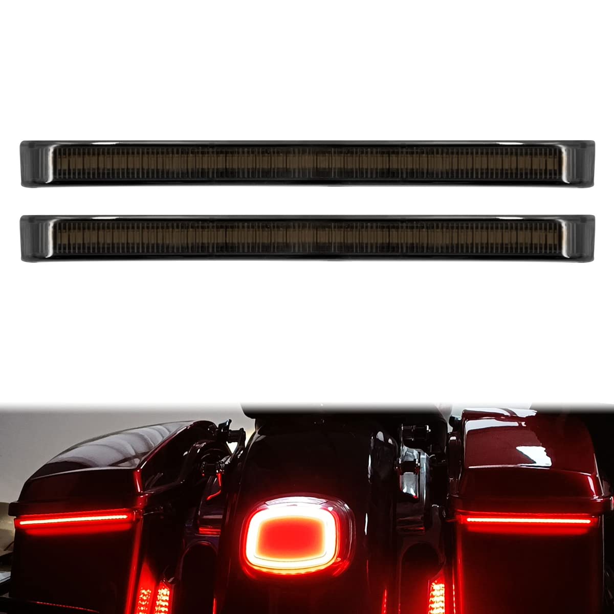 Hdbubalus Saddlebag Tail Light Led Running Brake Sequential Turn Signal Lamp Fit For Harley Touring Street Gilde Road Gilde Road King Electra Glide Ultra Limited 2014-2022 (Color: Smoke)