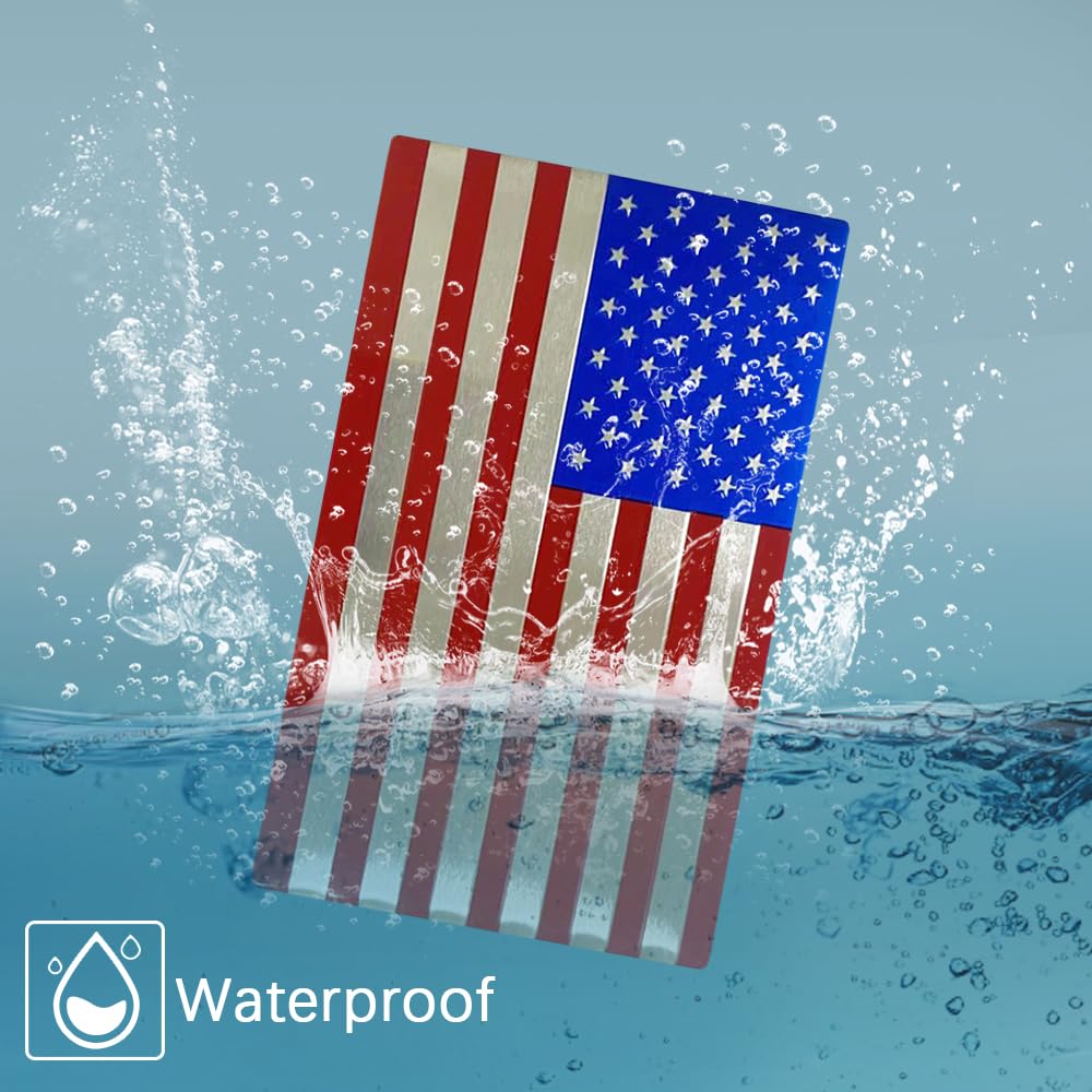 Pincuttee 2PC 3D Metal USA Flag Emblem, Car Decal and Sticker, Car Exterior Accessories (Blue+Red, 2PC)