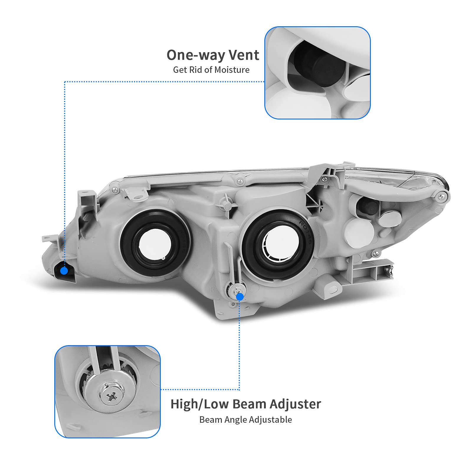 Dwvo Projector Headlights Assembly Compatible With 2012 2013 2014 Camry L Le Xle Hybrid Le Hybrid Xle 12-14 Camry Headlamp Repla