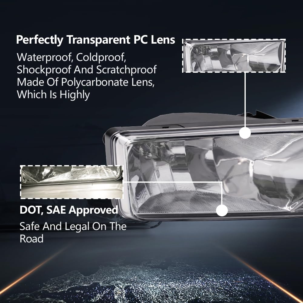 Pit66 Front Bumper Fog Light, Compatible With 2007-2015 Chevy Silverado/2007-2017 Chevy Suburban/2007-2015 Gmc Sierra/2010-2018