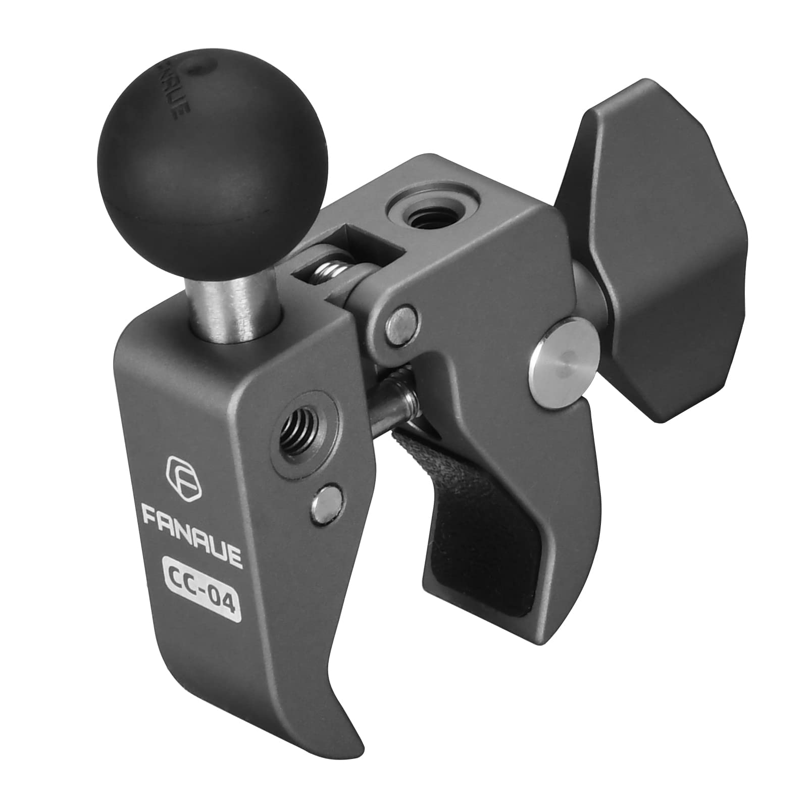 FANAUE Handlebar Base Mount Strong Rod Clamp with 1'' Ball for Rails 0.5'' to 2.0'' in Diameter, Compatible with RAM Mounts B Si